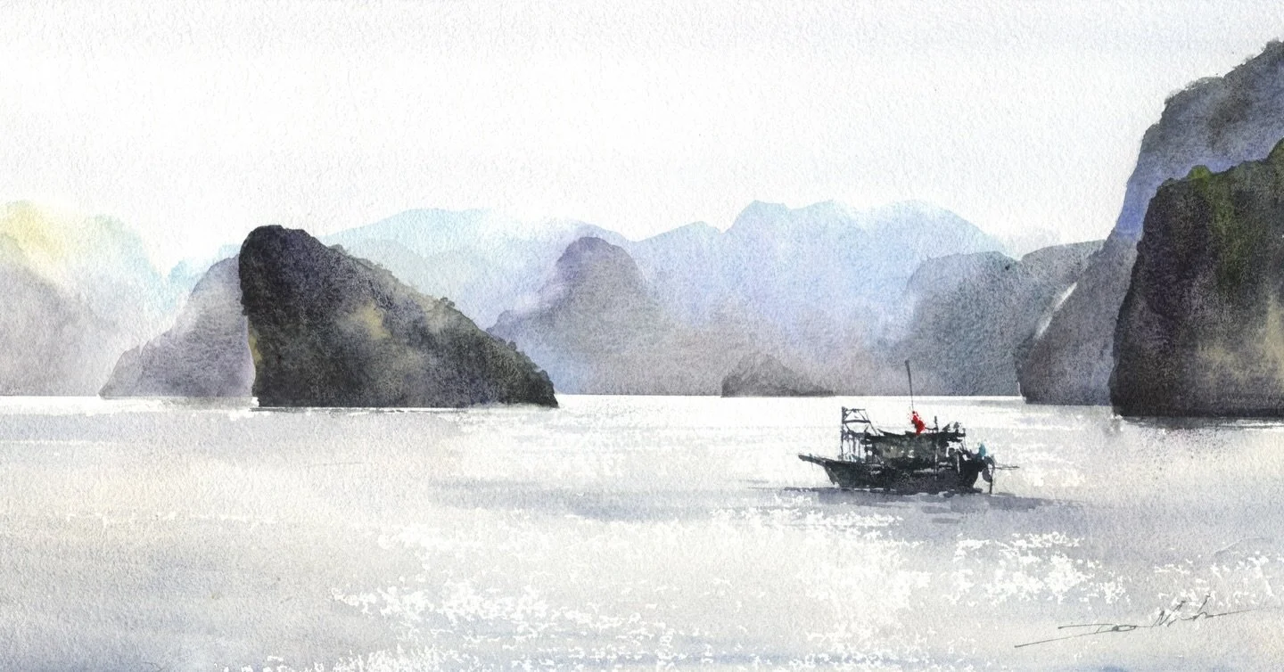 From time to time I&rsquo;m still coming back to this motif.

&bdquo;Ha Long Bay&rdquo;
watercolor on paper
20 x 39.5 cm / Baohong 300g
@danielsmithartistsmaterials 

#HalongBay #Vietnam #MinhDamWatercolor #DanielSmithWatercolors #WatercolorWorkshop