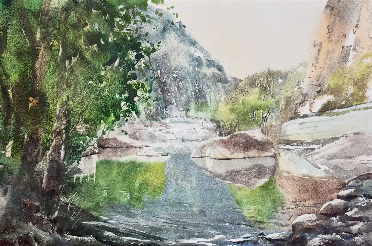 Painting here plein air felt effortless, just listening, observing, and letting the landscape speak in its own quiet rhythm.

&ldquo;Yesanpo National Park, Hebei, China&rdquo;
watercolor on paper, plein-air
37 x 55 cm / Baohong 300g
@danielsmithartis