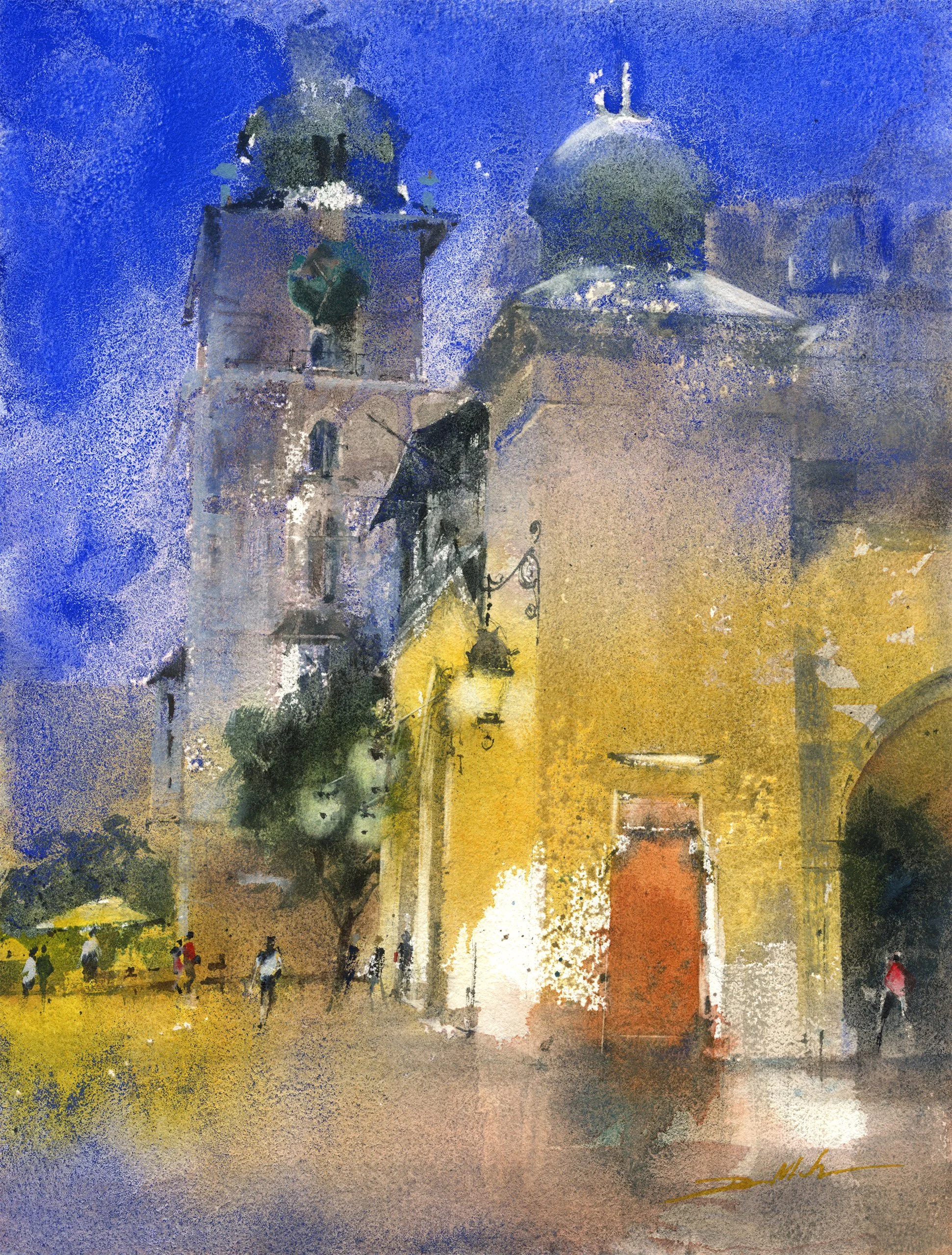 25008 Kraków at Night, 41x31cm.jpg