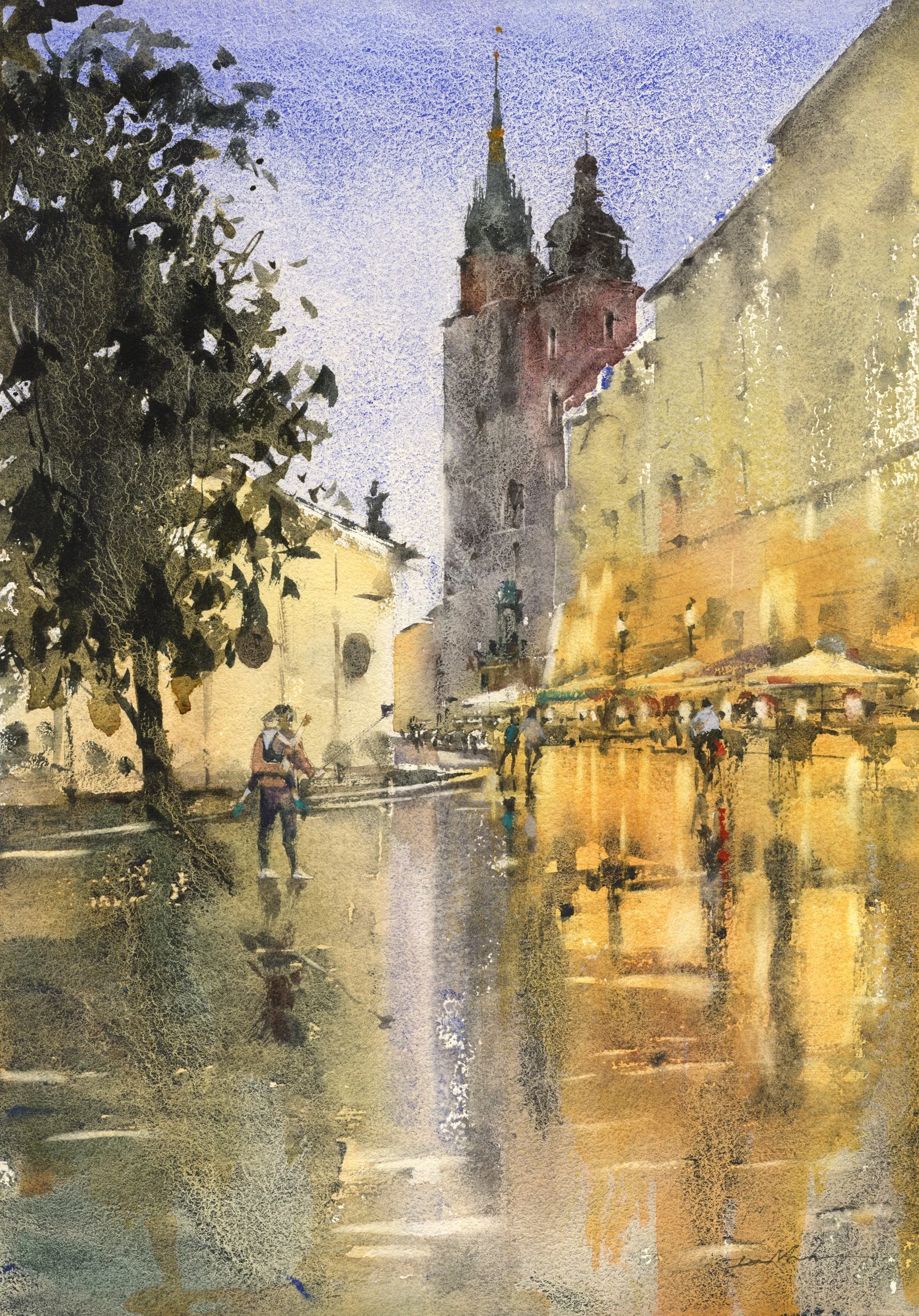 25042 Kraków in the Rain, 51x36cm.jpg