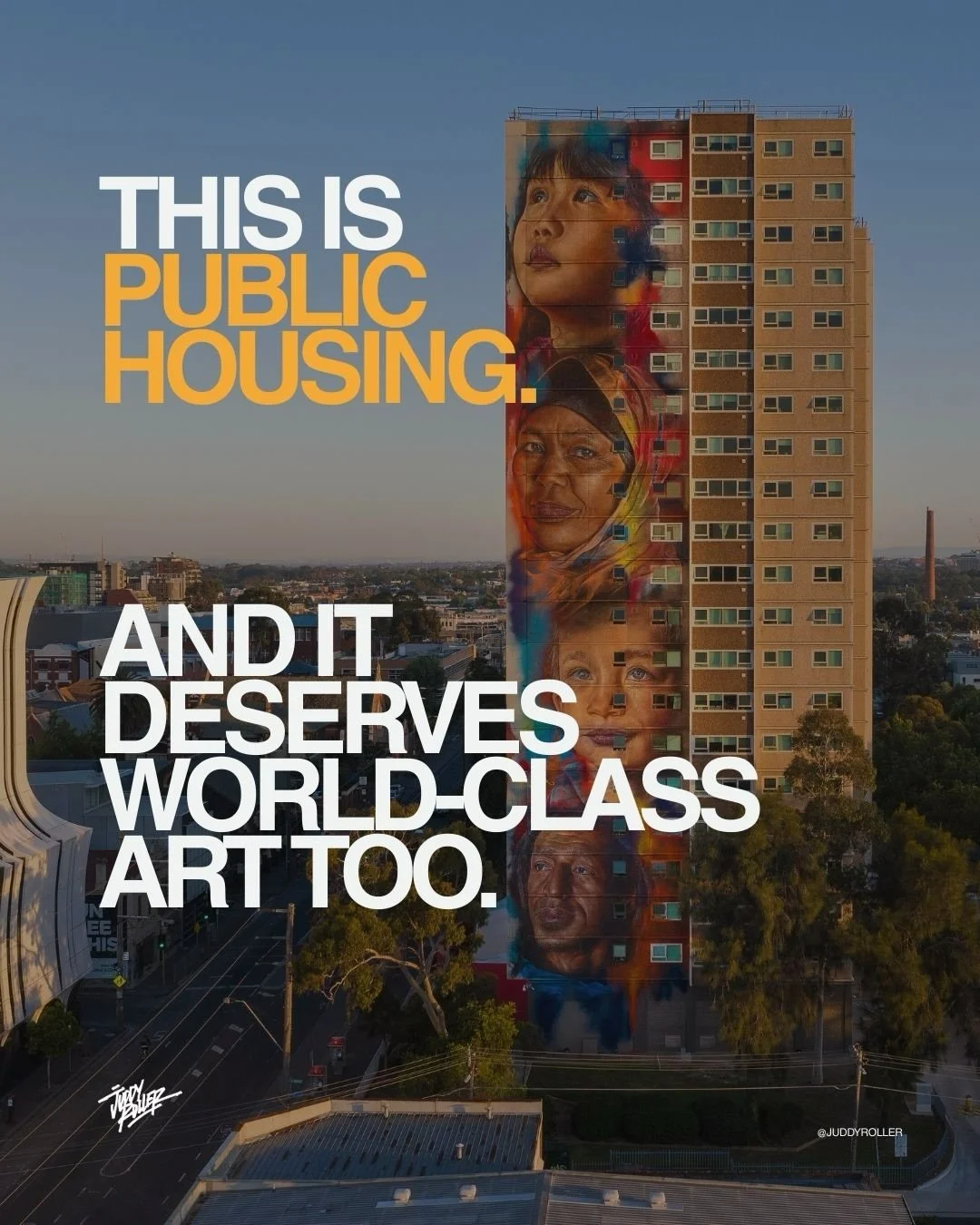 Too often public housing is expected to blend in, fade into the background or stay quiet.
We see it differently.

When art is treated as an integral part of a city, something residents can stand behind and not just live beside, it changes perceptions