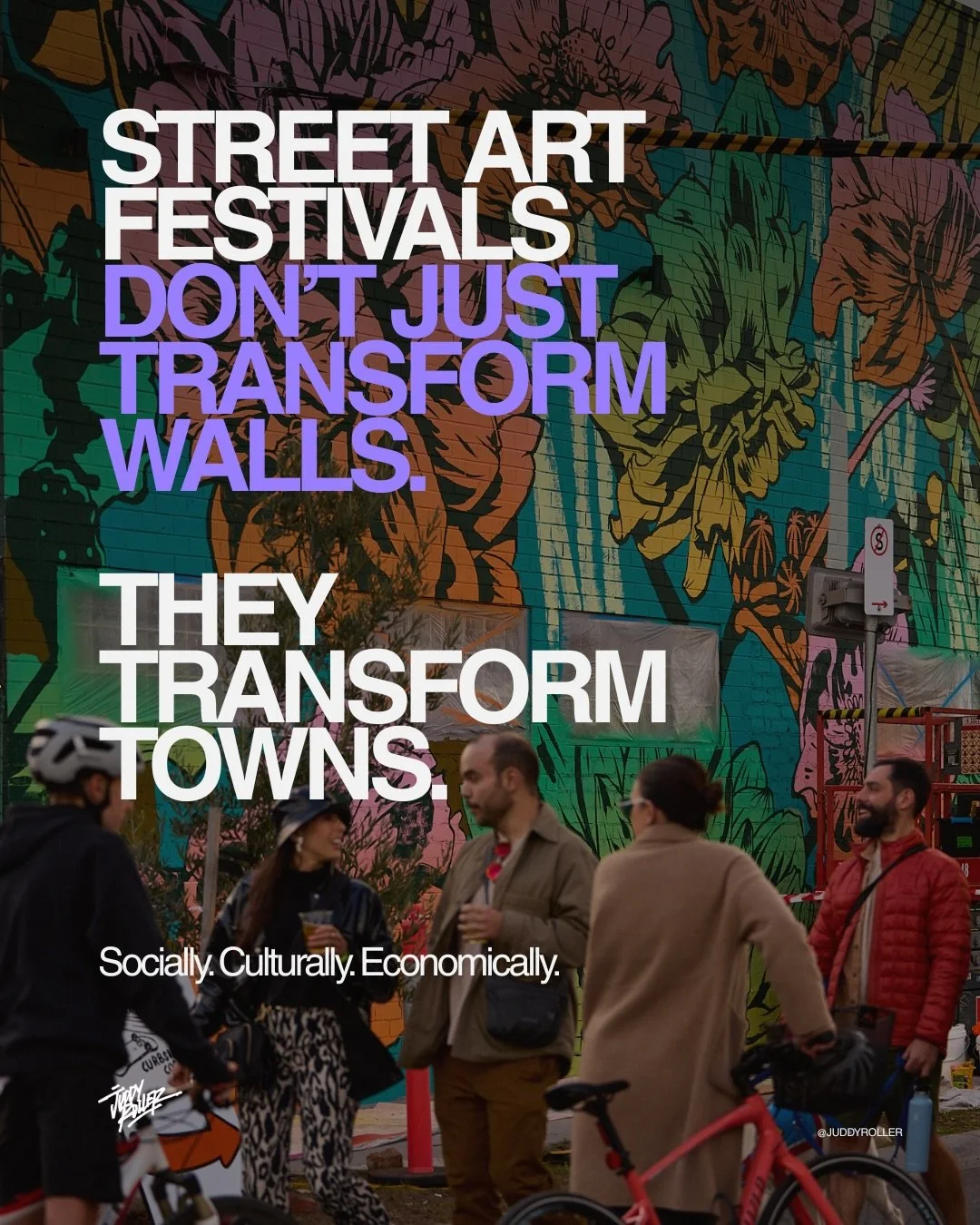 Street Art Festivals change the energy of a town or precinct faster than any other place making initiative we know of. 

We've seen it countless times in countless places. Street Art brings creativity, and people, to the streets, benefiting so many p