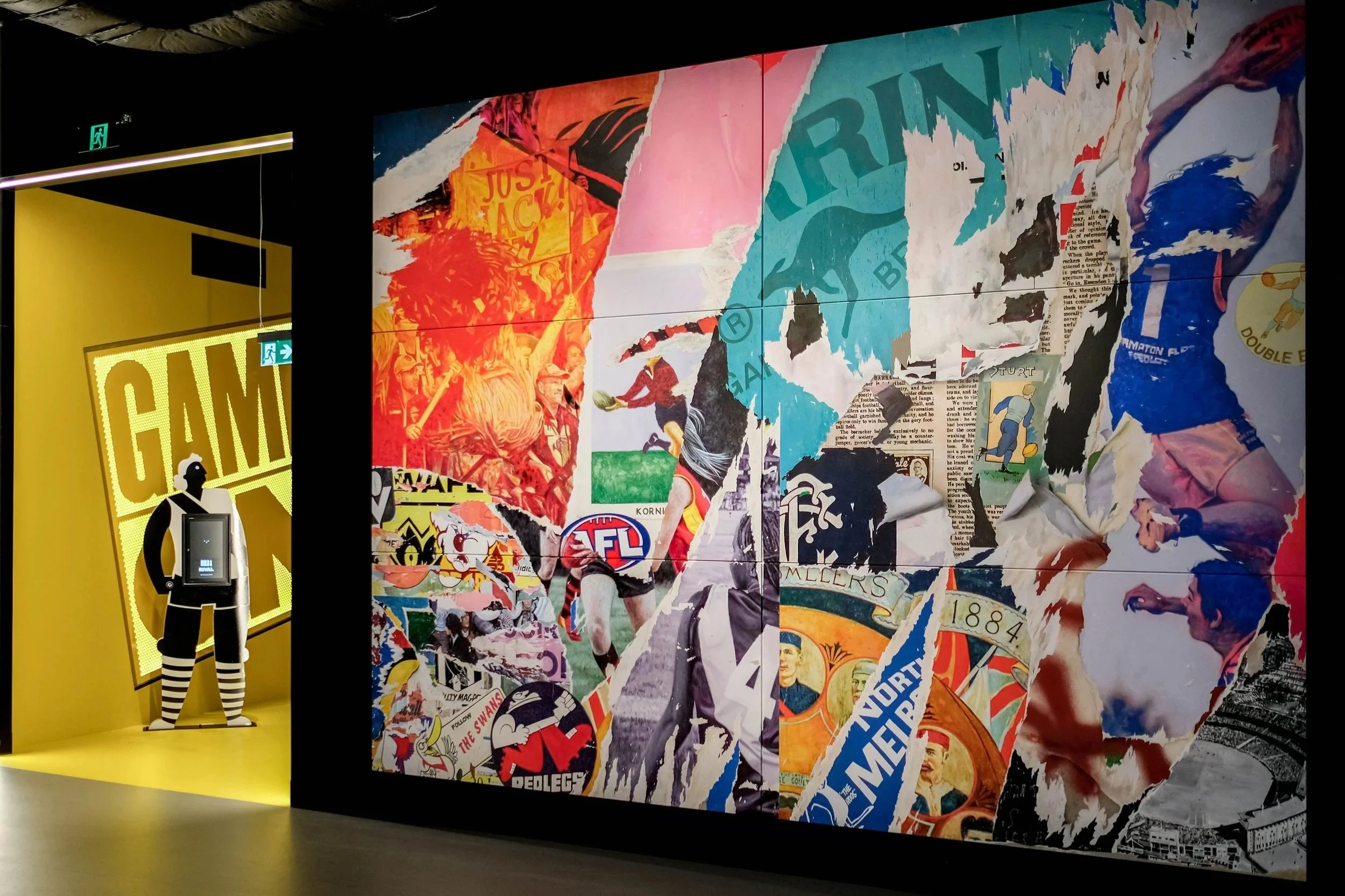 afl mural depicting 100 years of afl football