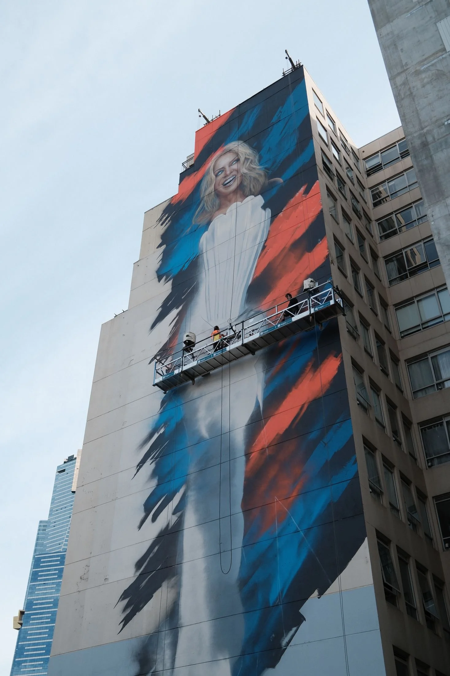 The finished 13-storey portrait of Kylie Minogue