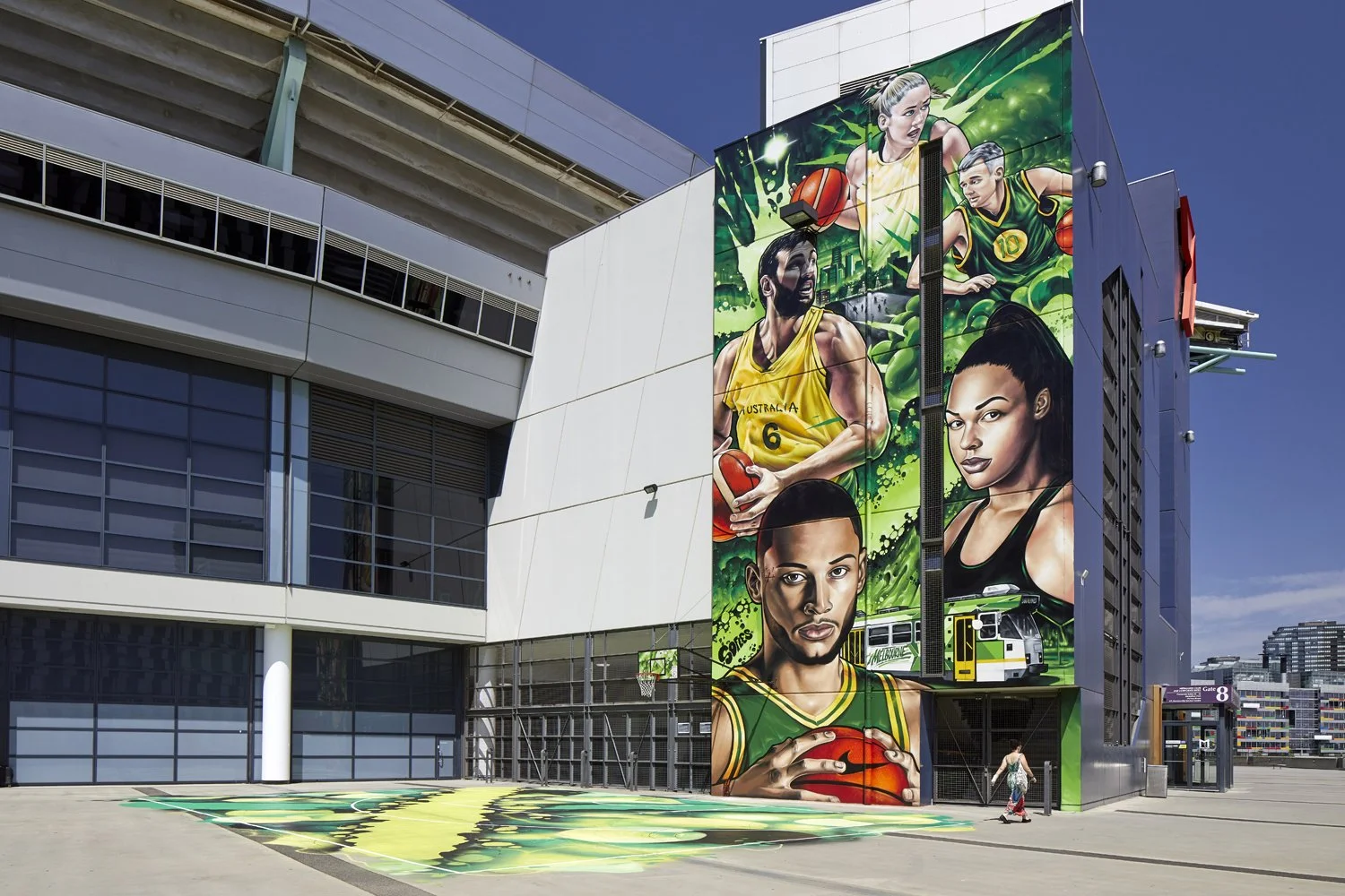 An image by Sofles of basketball mural Marvel Stadium