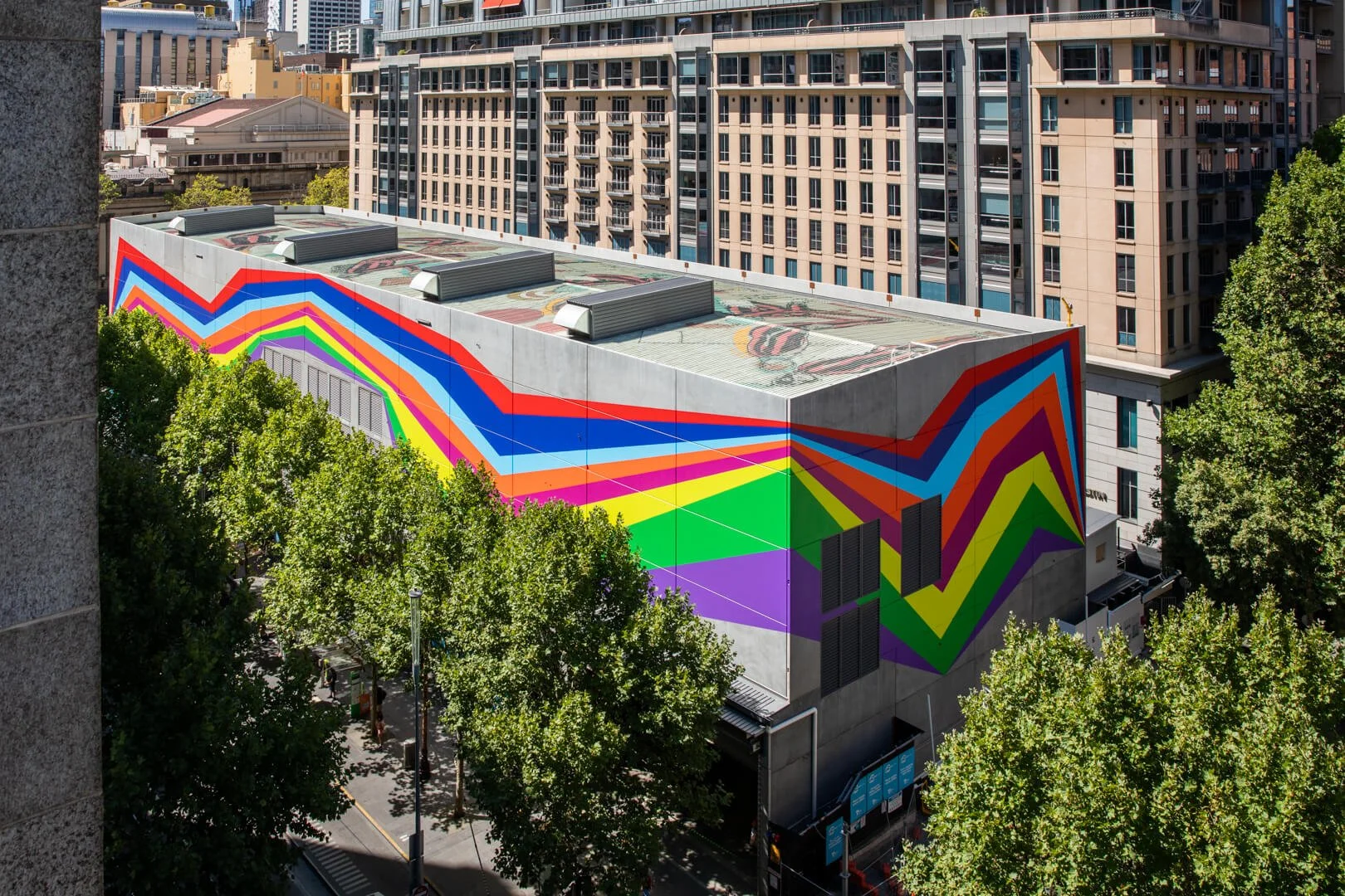 bright colourful street art mural on metro tunnel