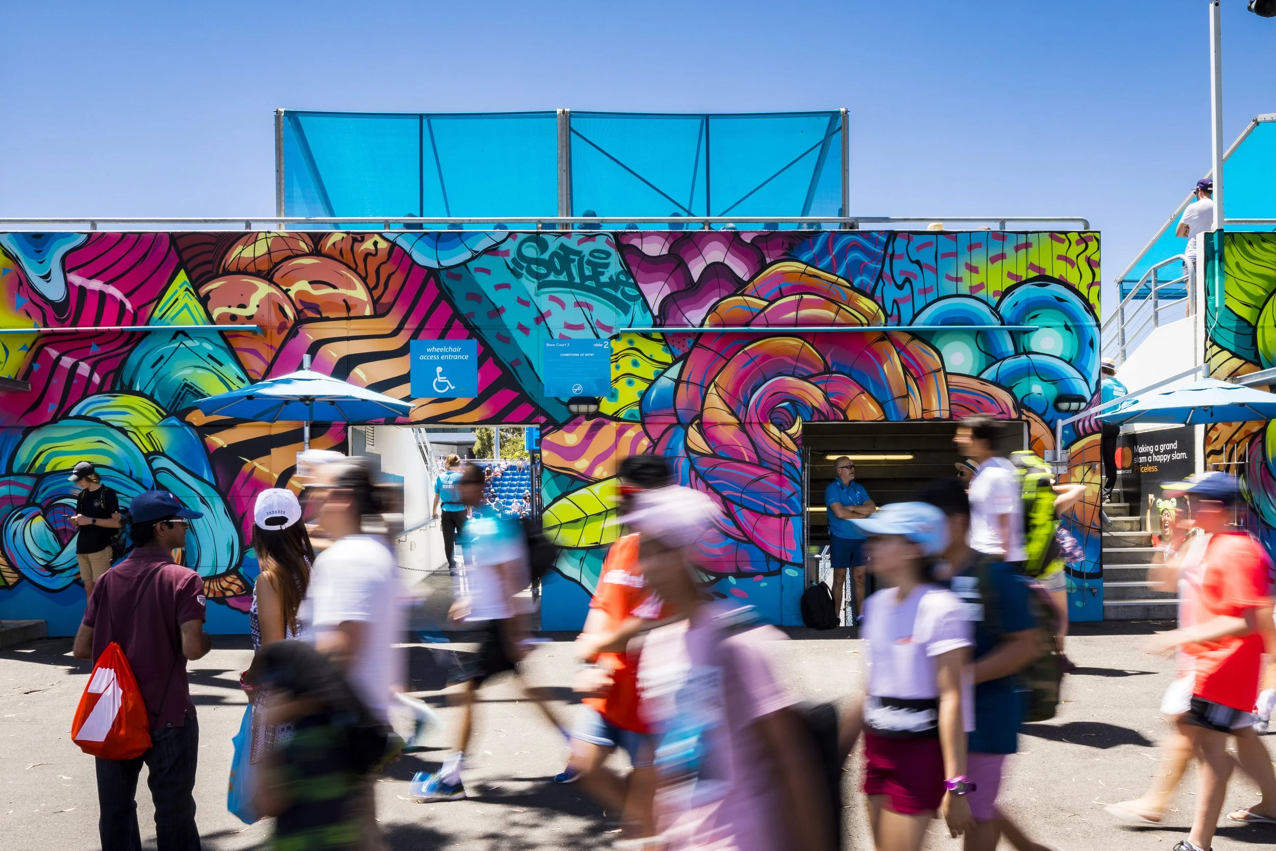 an artowrk for Australian open painted onto showcourt 3