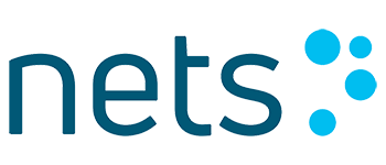 Logo av Nets, et betalings- og finansselskap.
