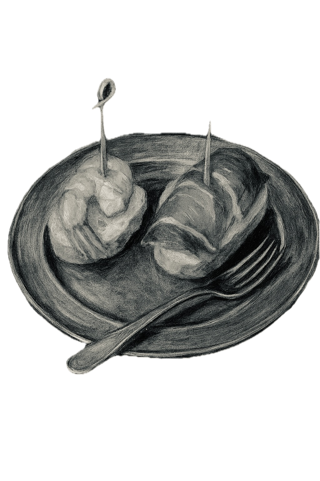 Elegant line drawing of a traditional Spanish tapas plate, created as an icon for the Castellaines Madrid tapas guide.