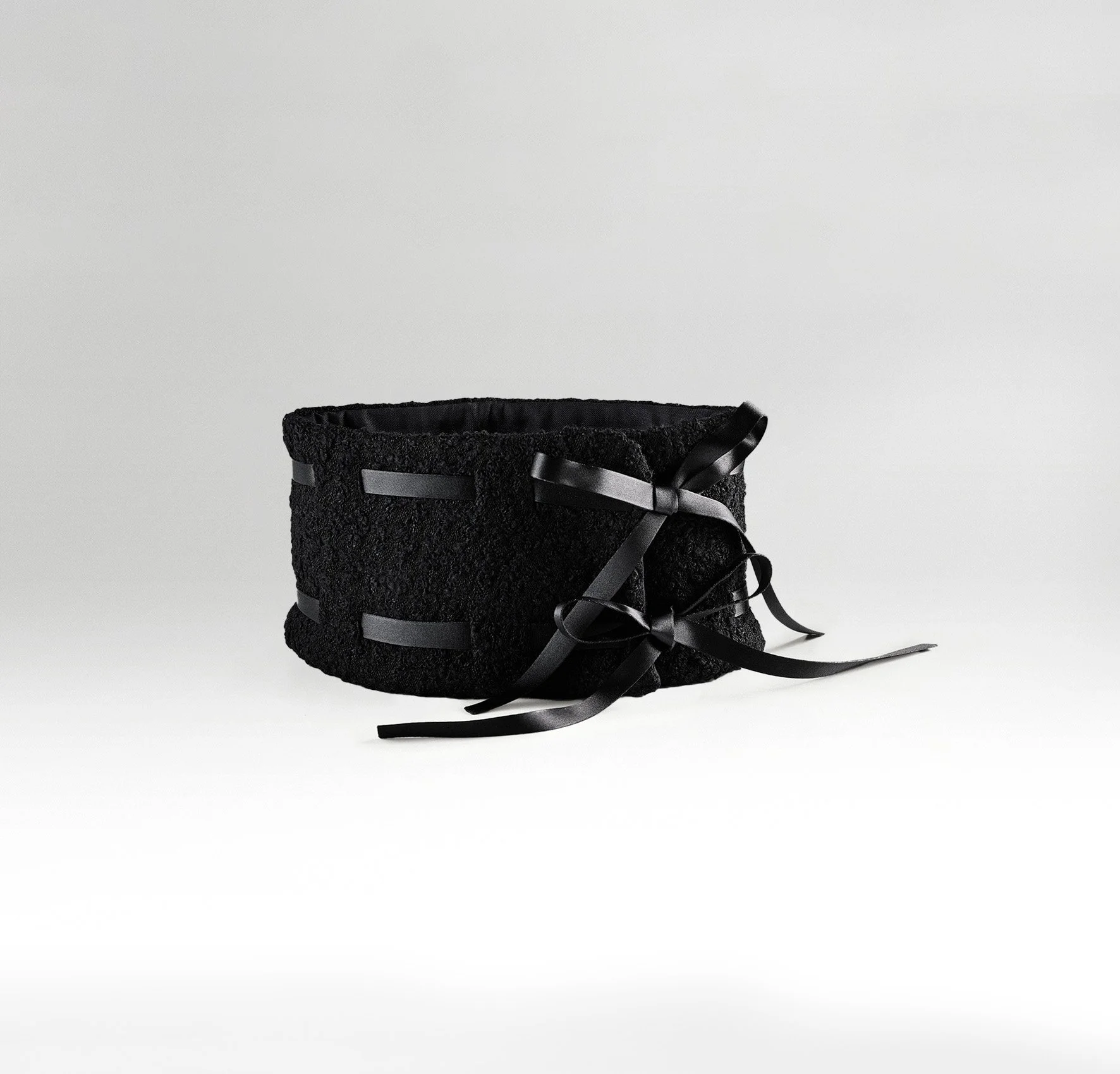 Ayane Collar Étoffe in Midnight Black Bouclé — Luxury Neck Collar lined in Cashmere