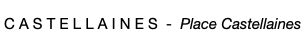 llustrated Parisian square with classical façades and a woman walking past a discreet plaque reading “Castellaines – Place Castellaines”, symbolizing the house of Castellaines.