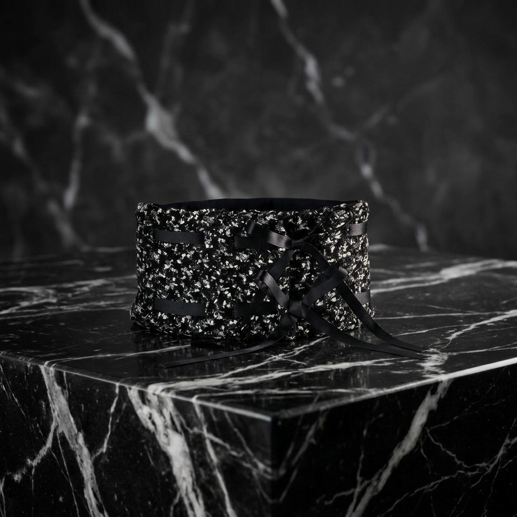 Carolina — Black Mélange Tweed Bouclé Collar
