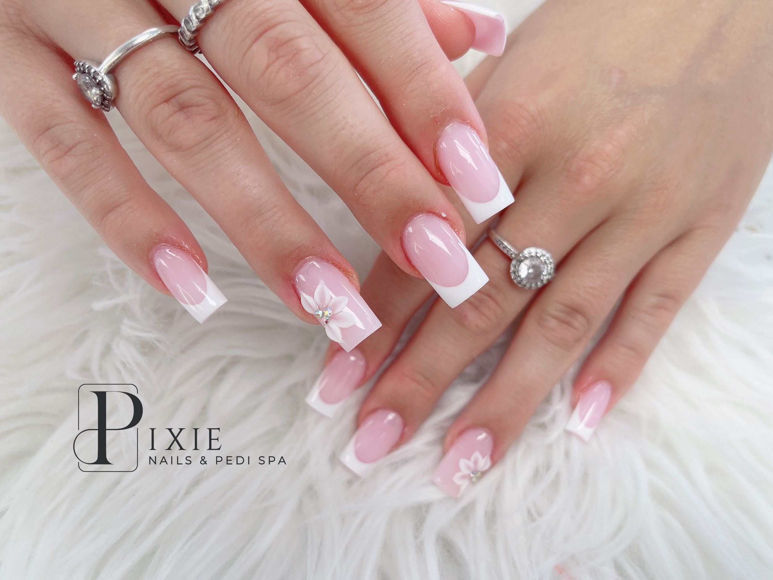 White tips & 3D flower nails - Pixie Nails Derby.png