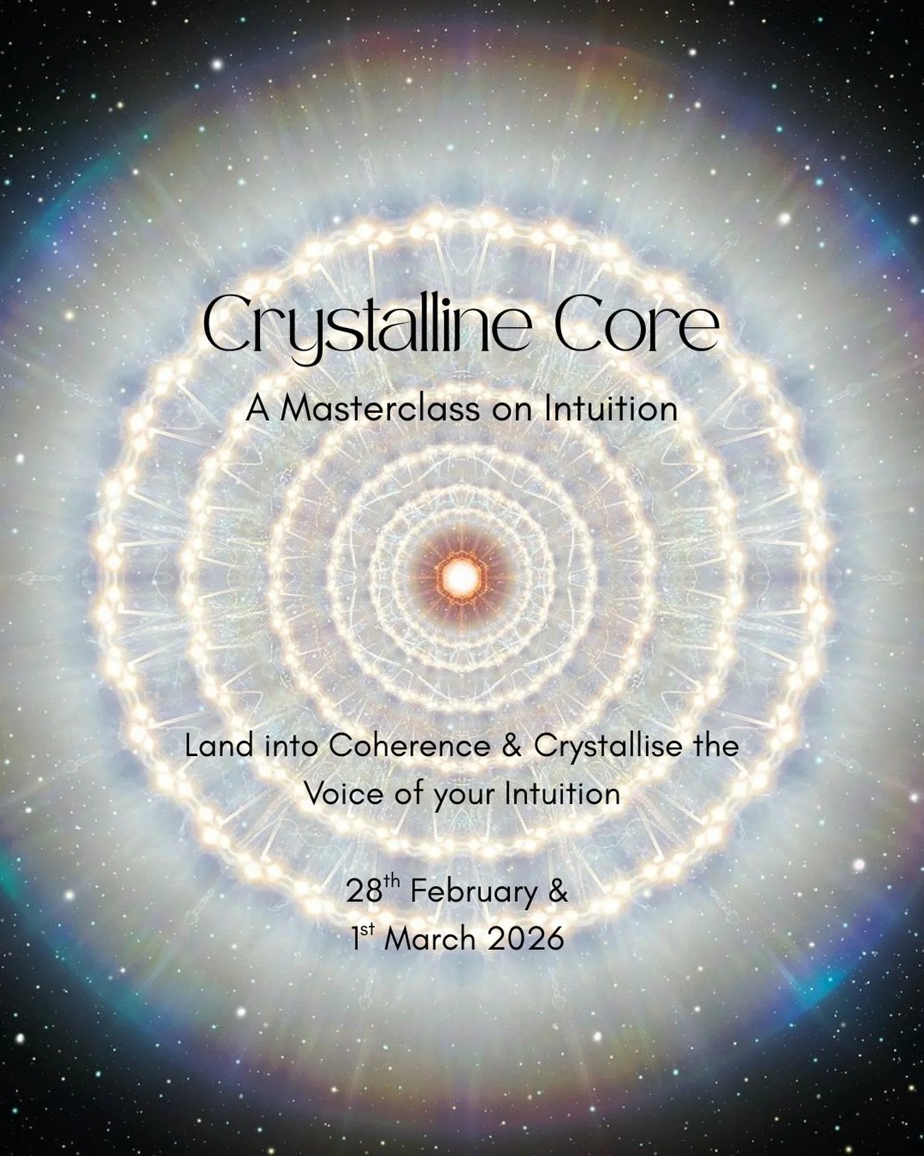 Dear beautiful beings! 
I&lsquo;m so beyond excited to officially invite you into the Crystalline Core with me: A 2-day Masterclass to guide you into the flow of coherence and cultivate a deep connection to your intuition! 💎

This unique offering ha