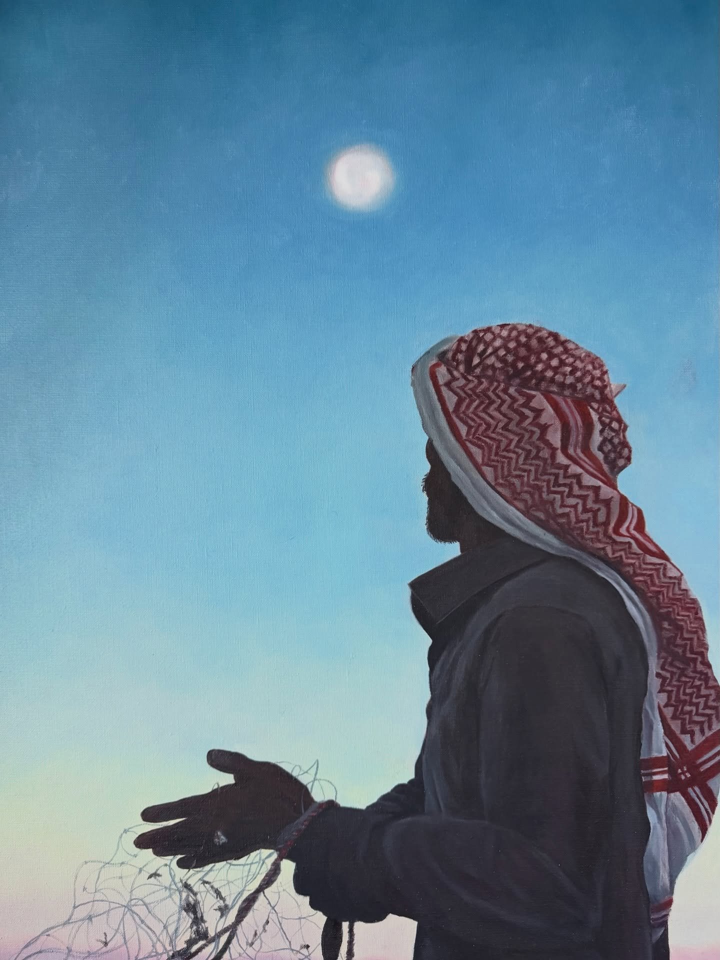 The moon / el qamar / Memories from NuweibA 
Oil on canvas ✨ 
#oilpaintings #realisticpainting #portraitpainting #egypt