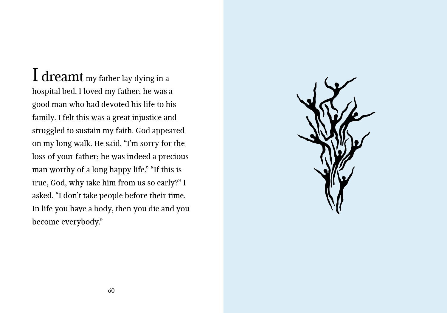 God Made Me from Spare Parts - Mourning a Loved One parable, Page 60 from the book with an illustration by Tji.