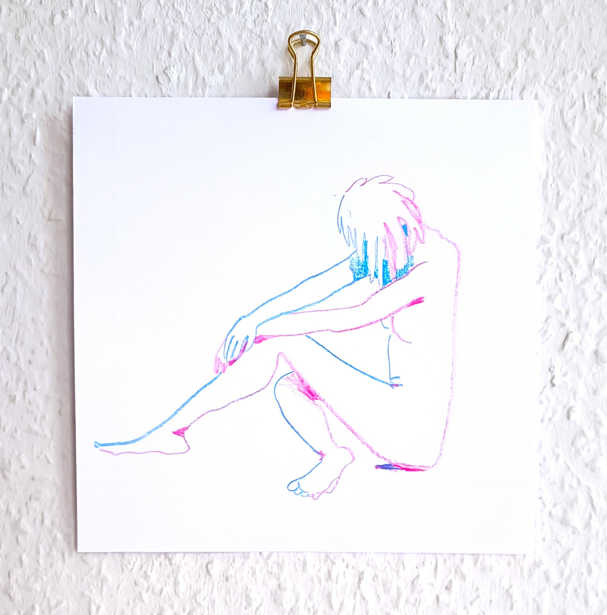 Akt-Original rosa-blau