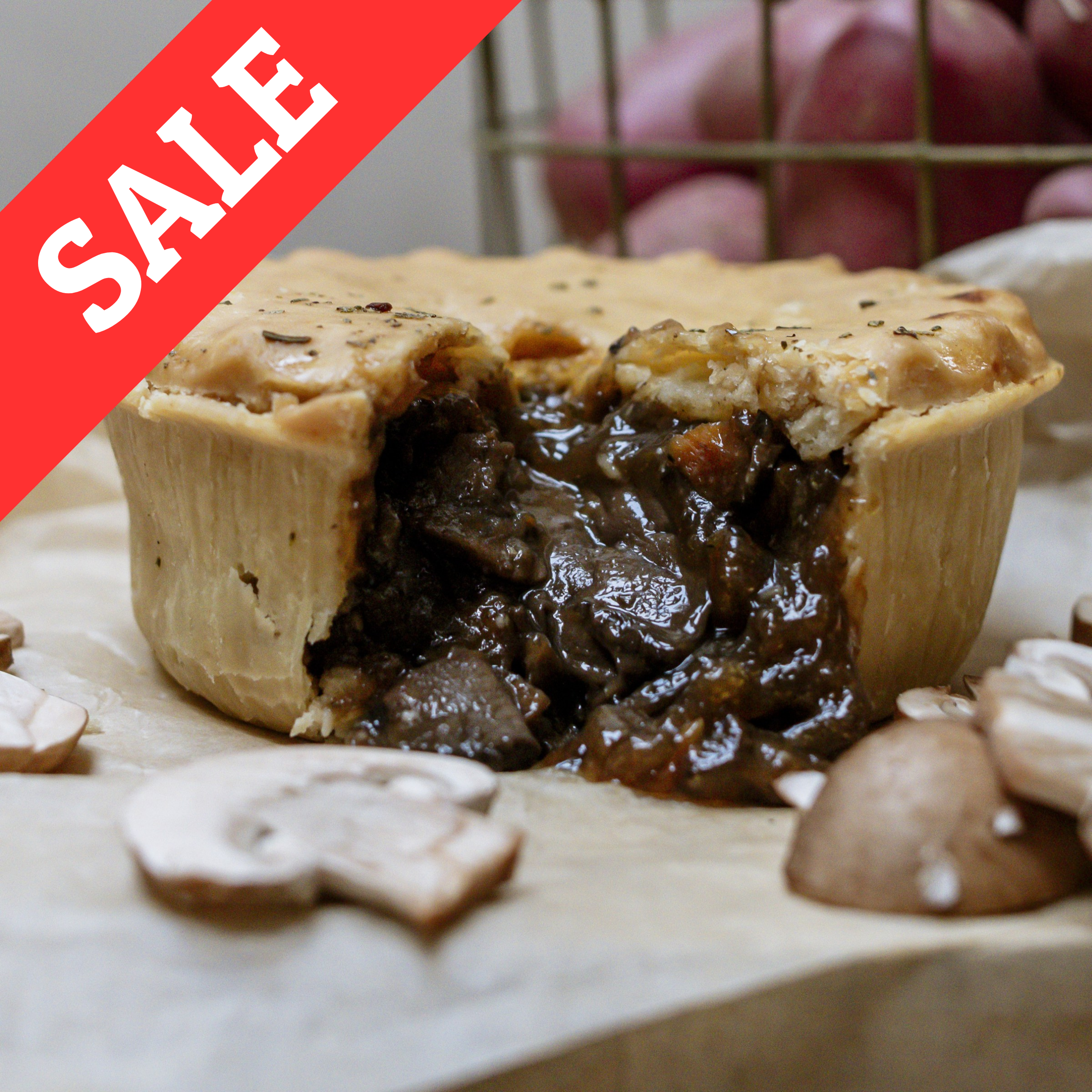Short-Crust Mushroom Bourguignon Pie