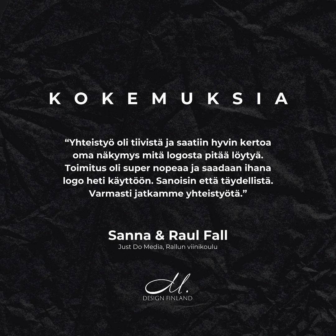 &ldquo;Yhteisty&ouml; oli tiivist&auml; ja saatiin hyvin kertoa oma n&auml;kymys mit&auml; logosta pit&auml;&auml; l&ouml;yty&auml;. Toimitus oli super nopeaa ja saadaan ihana logo heti k&auml;ytt&ouml;&ouml;n. Sanoisin ett&auml; t&auml;ydellist&auml