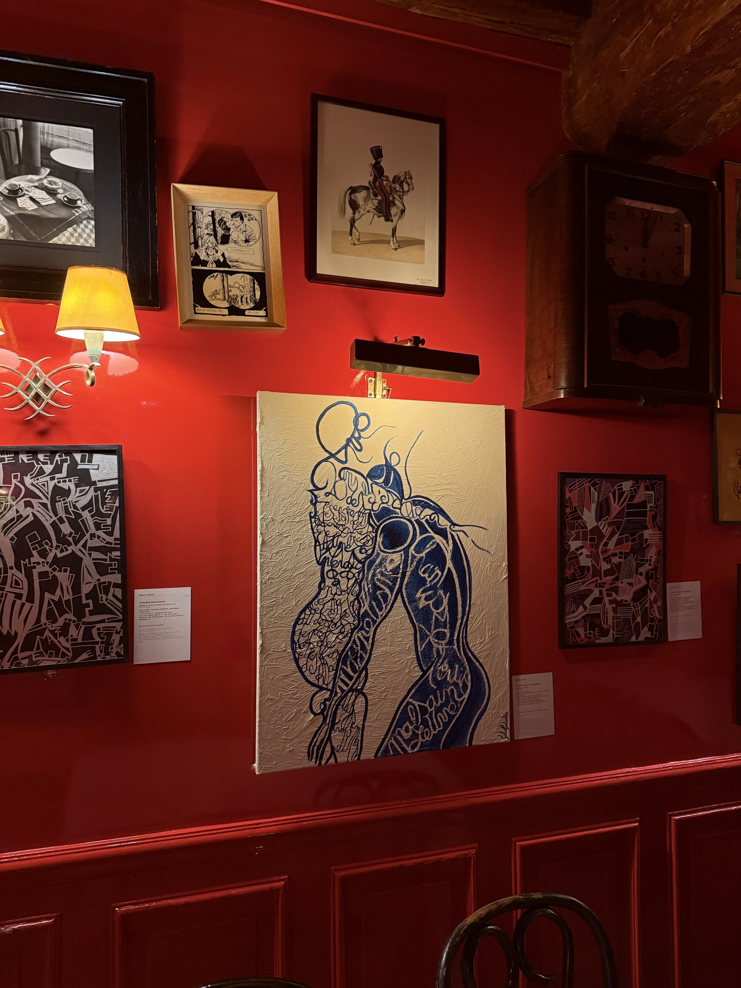 Un oeuvres paroles des corps de Manon SAJOUS, un homme et une femme. Exposé chez Castel, lors d'une exposition. 