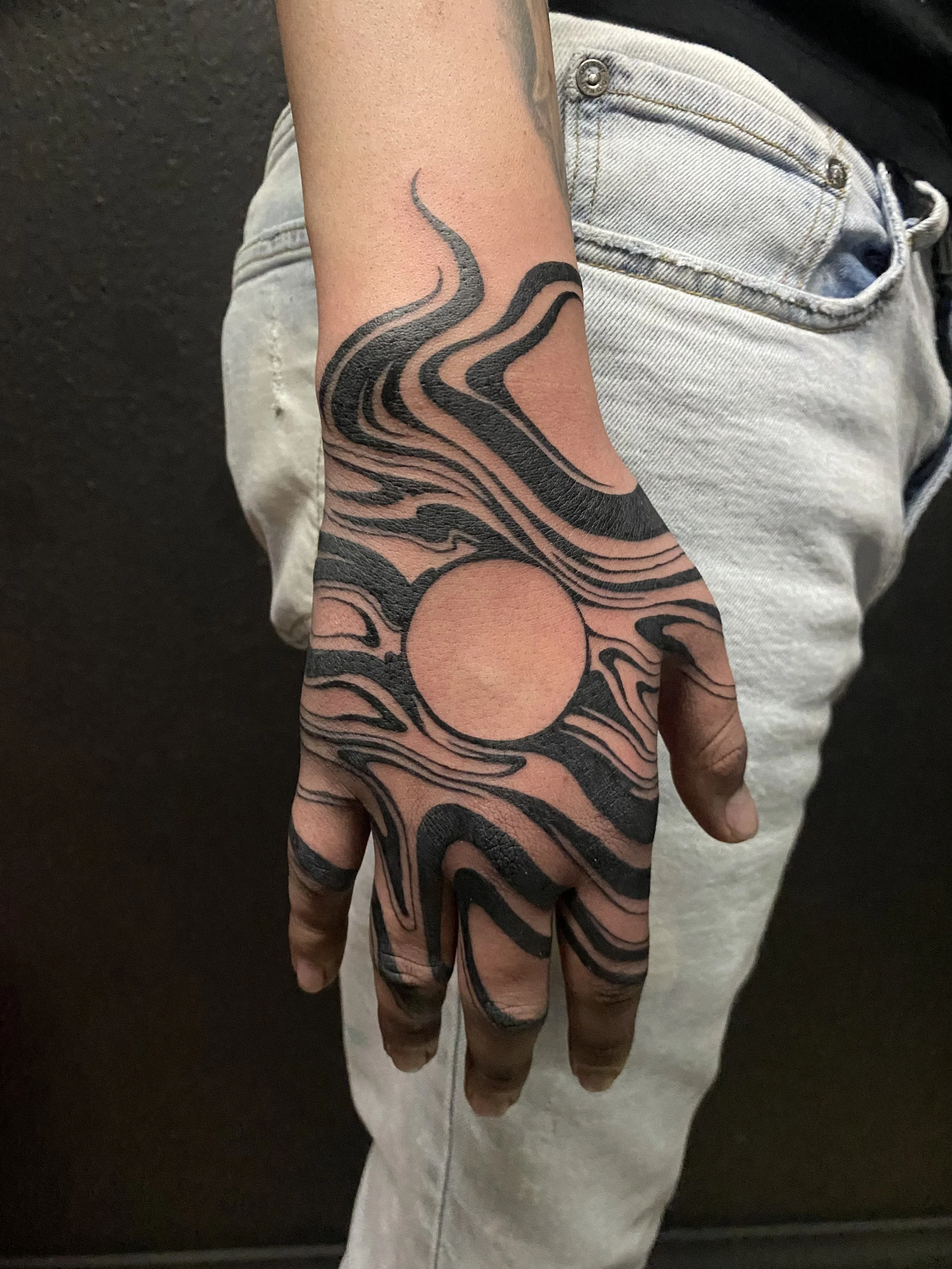 Abstract blackwork hand piece
