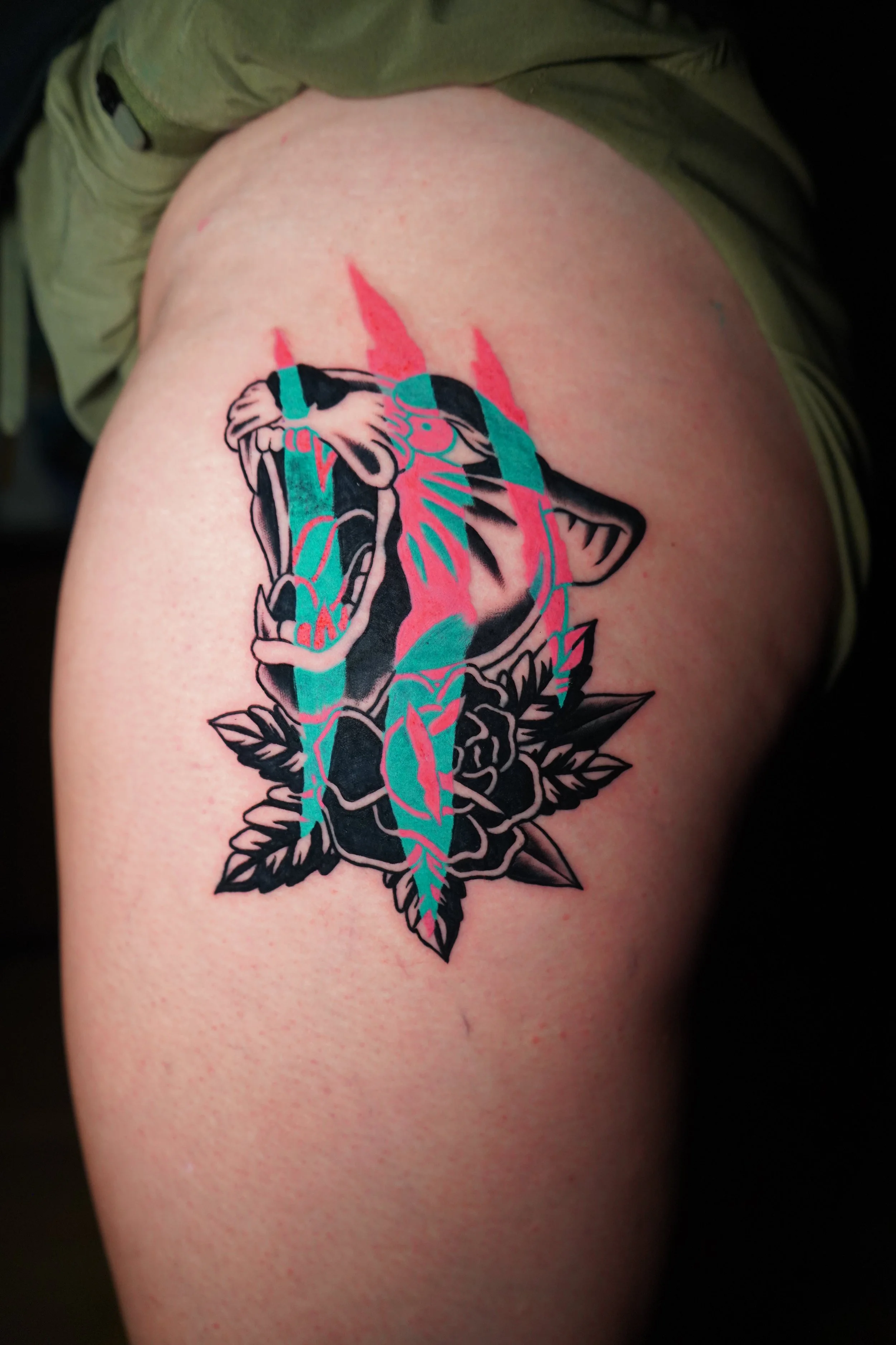 American traditional panther with a psychadelic twist