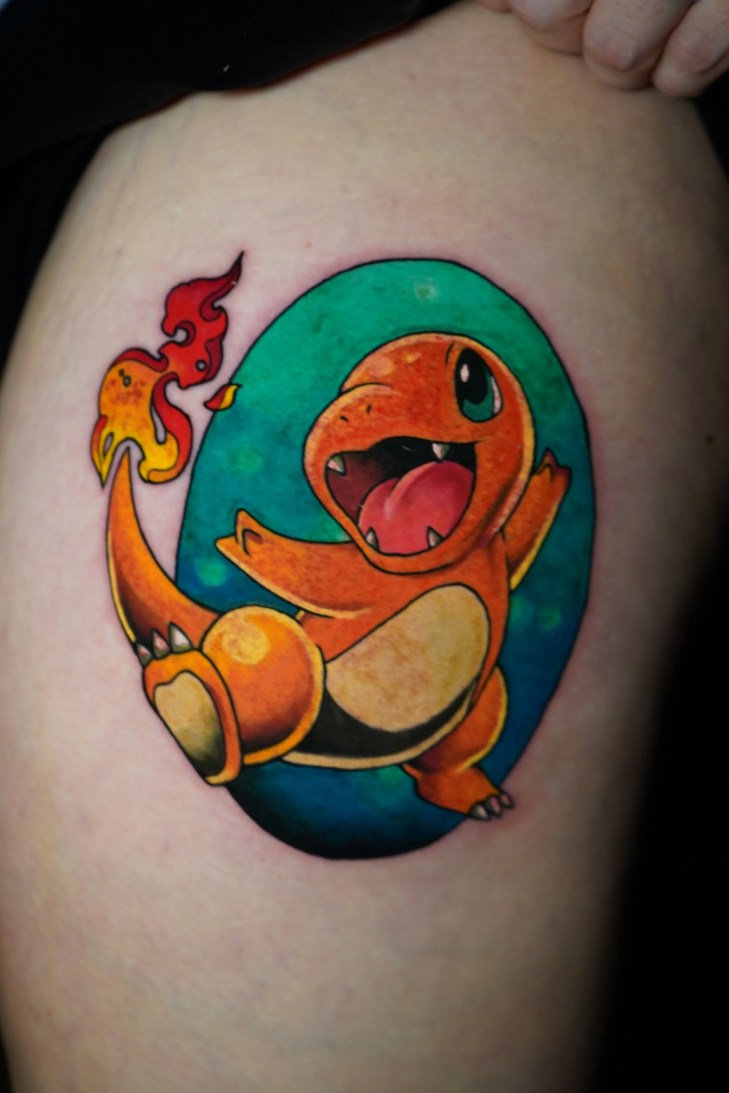 Charmander Pokemon tattoo in full color