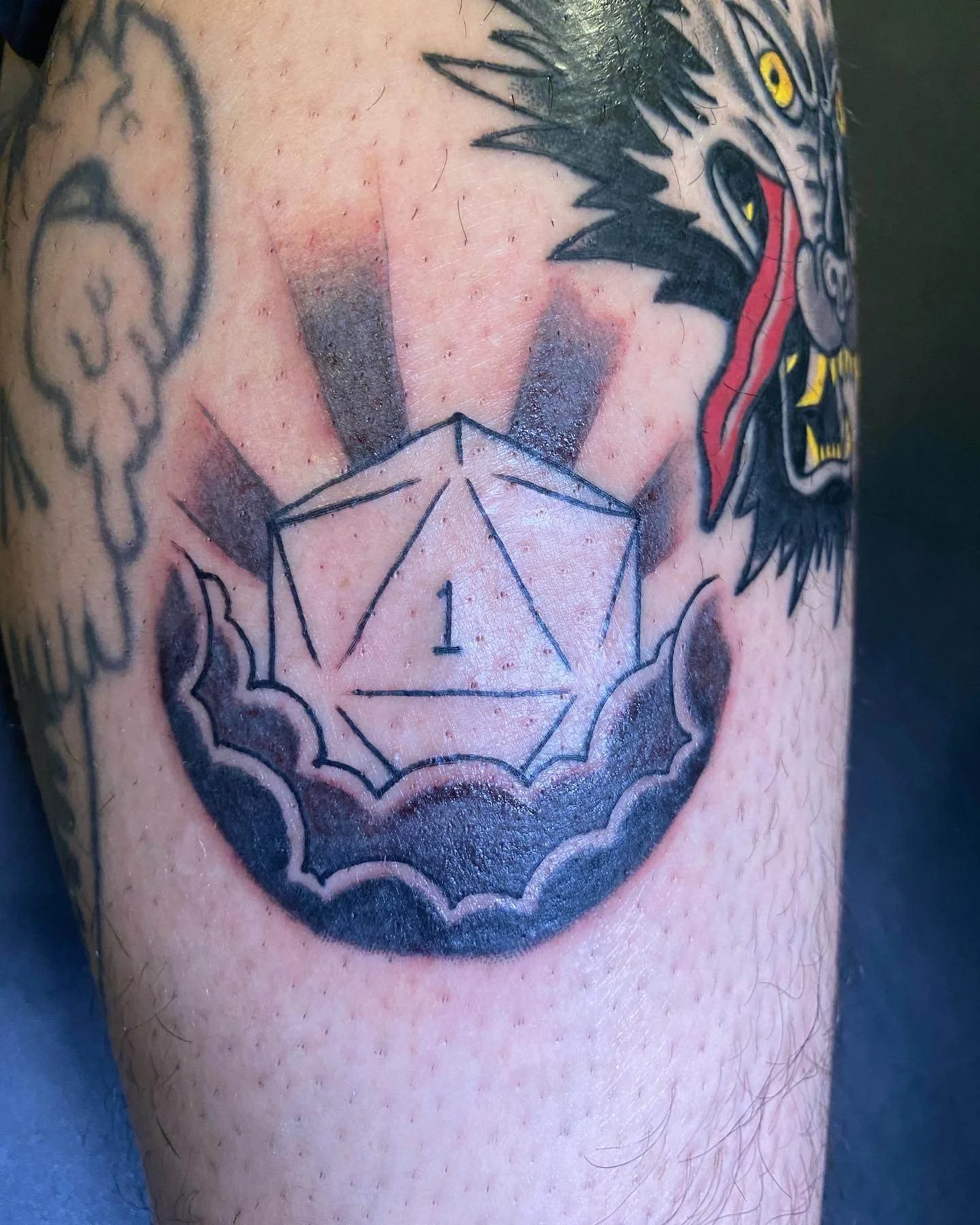 a critical fail d20 with black and grey shading