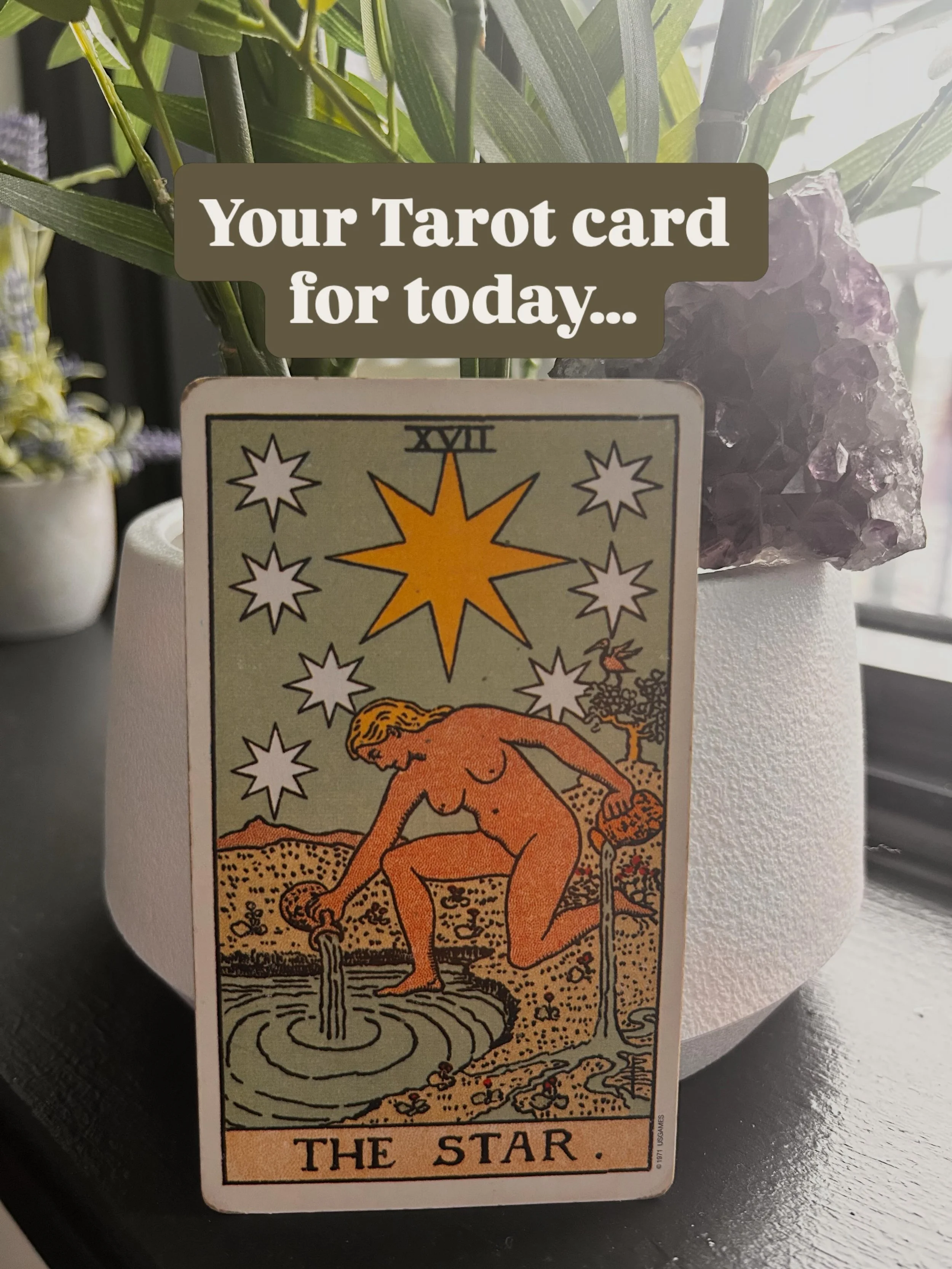 I pulled a card for you today - just a quick message with the intention to meet you right where you are, in this moment.
 
You got The Star. ⭐️ 

The Star is a reminder that you are being watched over. By Spirit, by God, by the Universe - by whatever