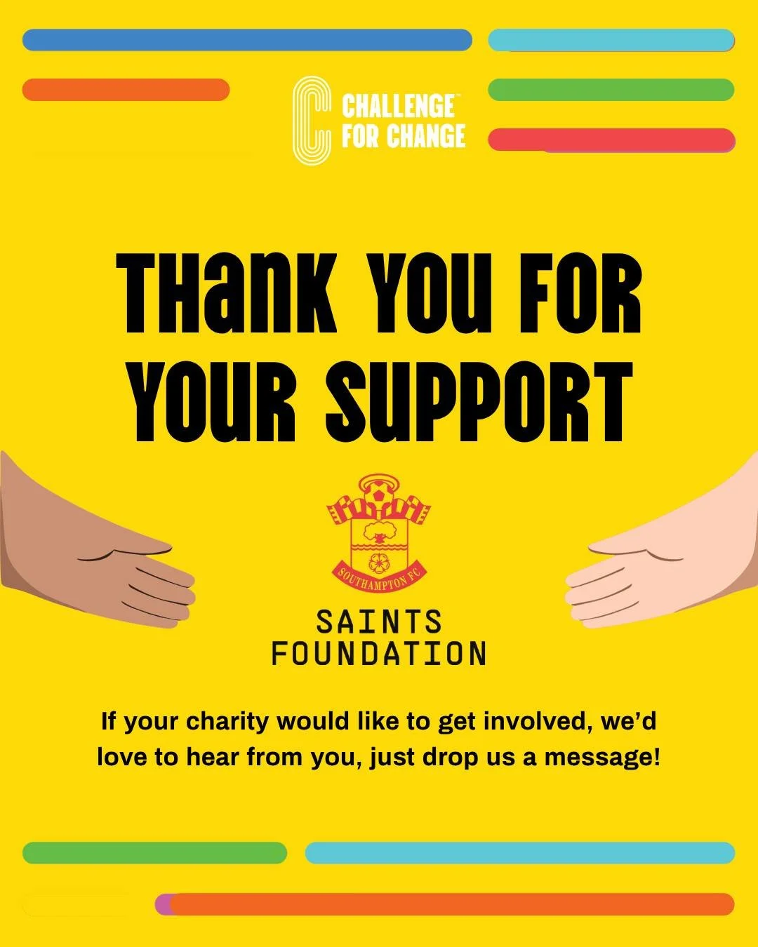 ⚽️ We&rsquo;re proud to be joined by @saints_foundation, the charity of Southampton Football Club, as part of Challenge for Change 💛

Their mission? To make Southampton a city where everyone has the opportunity to thrive. From improving mental wellb