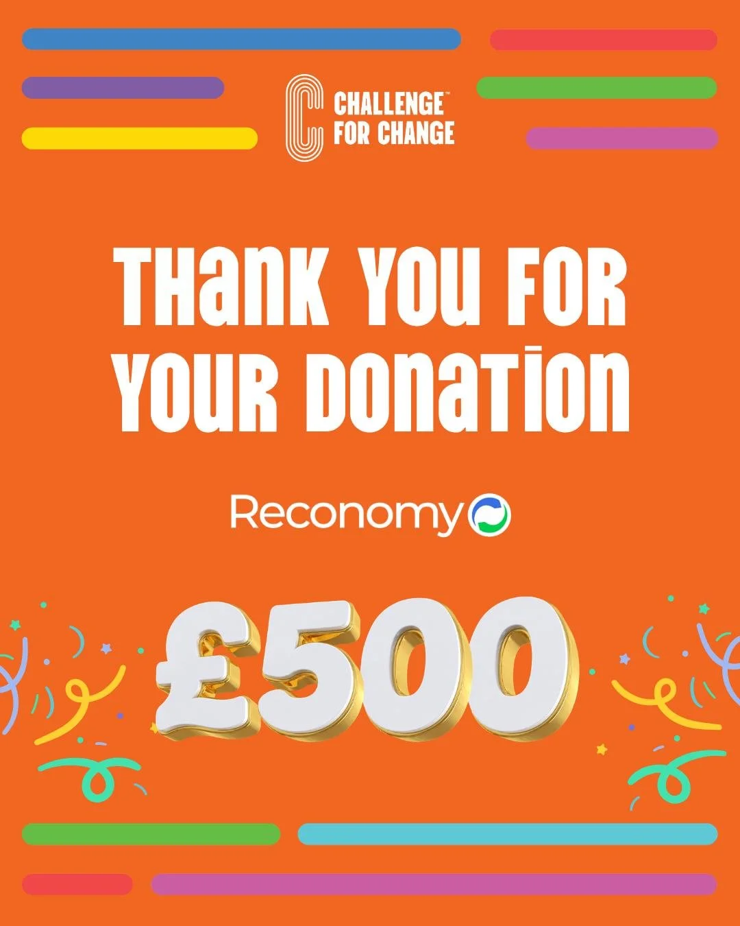 🎉 A huge thank you to Reconomy for supporting Challenge for Change with a very generous &pound;500 donation! 💛

As a global circular economy platform specialising in regulated resource management for businesses, Reconomy is committed to creating po