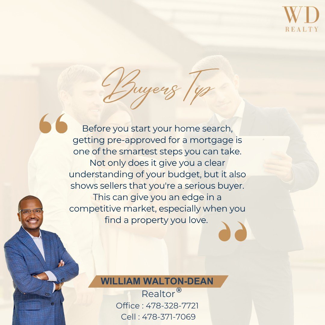 💡 Buyer's Tip from William Walton-Dean 💡
Thinking about buying a home? 🏡 Start smart by getting pre-approved for a mortgage!
✔️ Understand your budget
✔️ Show sellers you're serious
✔️ Gain a competitive edge
This simple step can make a BIG diff