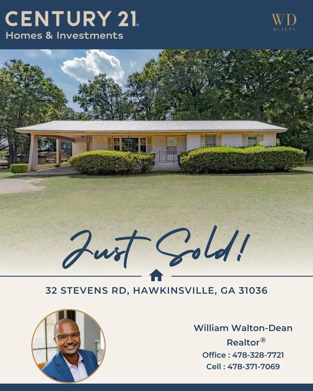 ๐กโจ Just Sold | Hawkinsville, GA โจ
So happy for my seller on the sale of their investment property — turning years of ownership into a great return and taking one step closer to retirement! ๐
Helping clients reach milestones like this is what