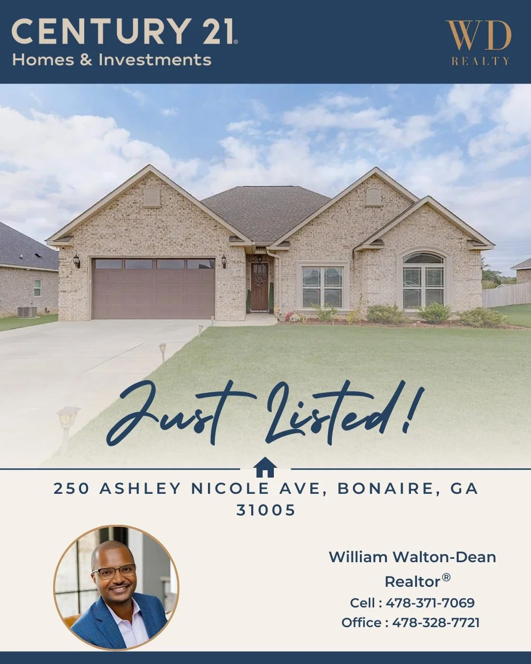 Just listed in Bonaire.

250 Ashley Nicole Ave, Bonaire, GA 31005.

A clean, well-kept home in a growing area that buyers are actively watching.

Great curb appeal, solid location, and ready for its next owner.

If you&rsquo;ve been waiting for somet