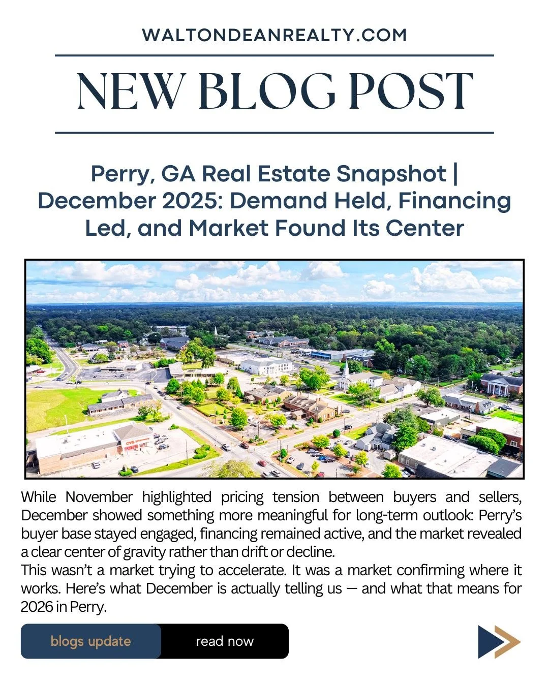 Option 3

December activity in Perry reflected a market that knows its limits.

Buyers continued to move forward, but only where pricing made sense for their financing.
Homes aligned with those expectations sold steadily, even in a traditionally slow