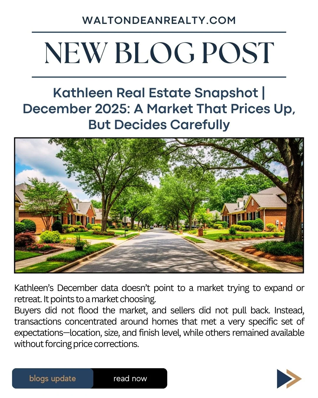 December did not expose weakness in Kathleen.
It exposed standards.

Buyers were willing to commit at higher price points, but only when homes met clear expectations for layout, finish quality, and location.
Pricing power existed, but it came with co
