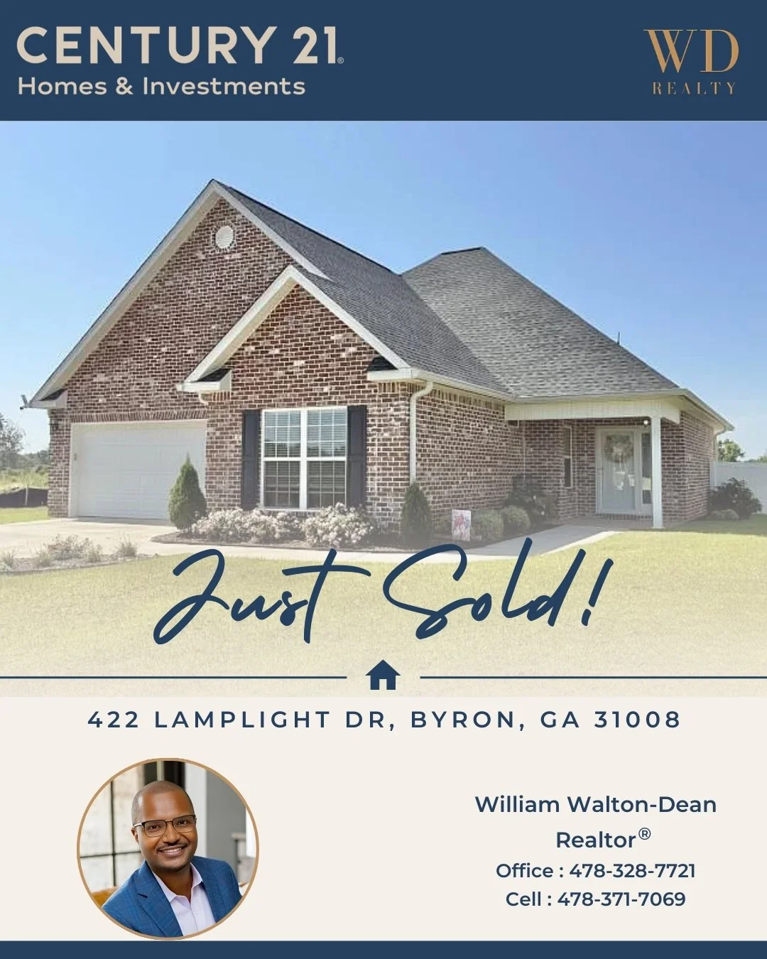 Just Sold !🏠✨
📍 422 Lamplight Dr, Byron, GA 31008

Honored to represent our buyers in this Byron GA home purchase. Thank you for trusting me to guide you through inspections, financing, and negotiations in today&rsquo;s Middle Georgia housing marke