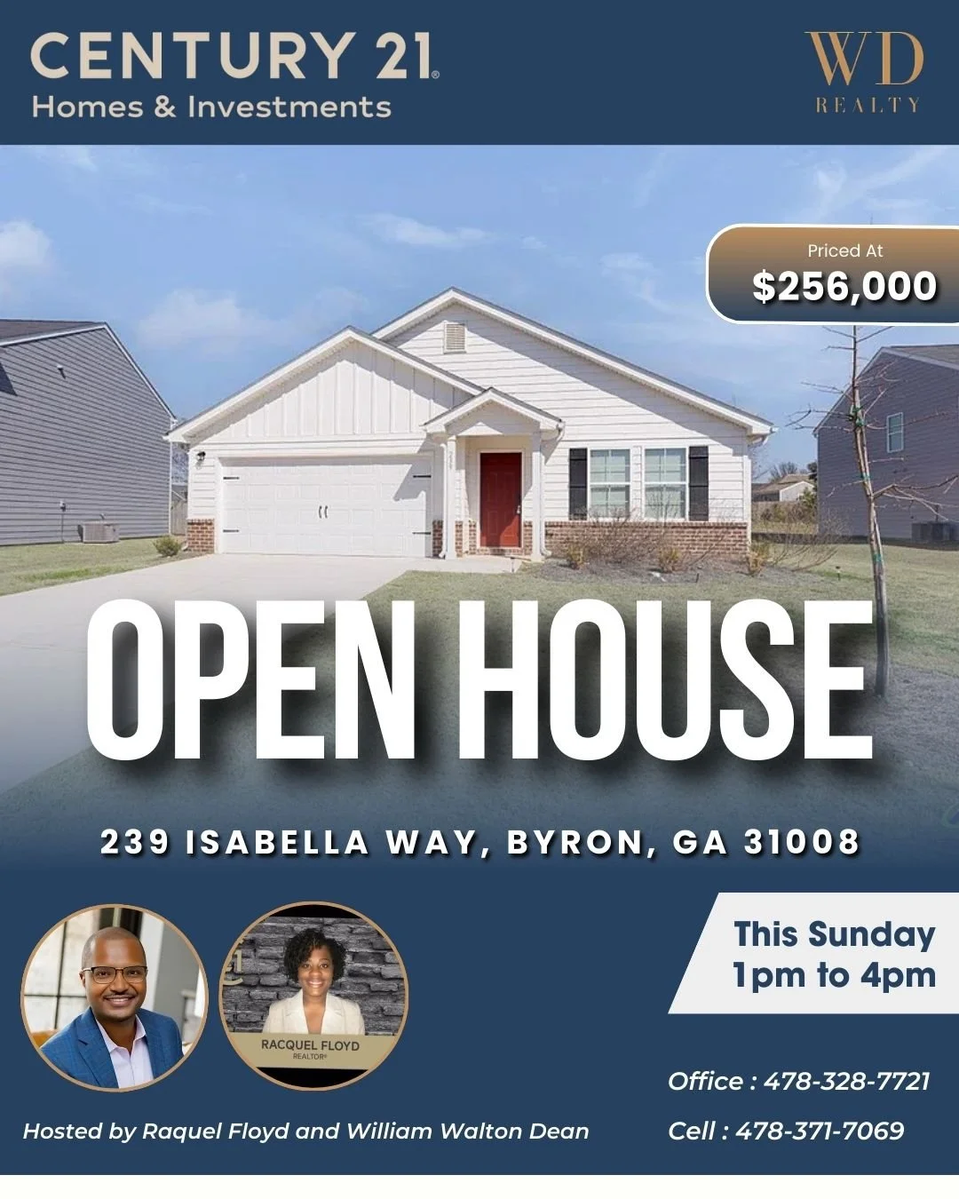 🏡 Open House in Byron, GA &ndash; Don&rsquo;t Miss This Beautiful Home!

Looking for a move-in ready home in Byron? 

Join us this Sunday to tour this charming property located at 239 Isabella Way Warner&mdash;perfect for first-time buyers, growing 