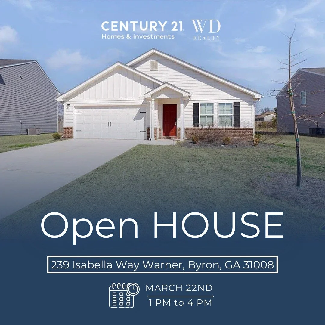 🏡 Open House in Byron, GA &ndash; Don&rsquo;t Miss This Beautiful Home!

Looking for a move-in ready home in Byron?

Join us this Sunday to tour this charming property located at 239 Isabella Way Warner&mdash;perfect for first-time buyers, growing f