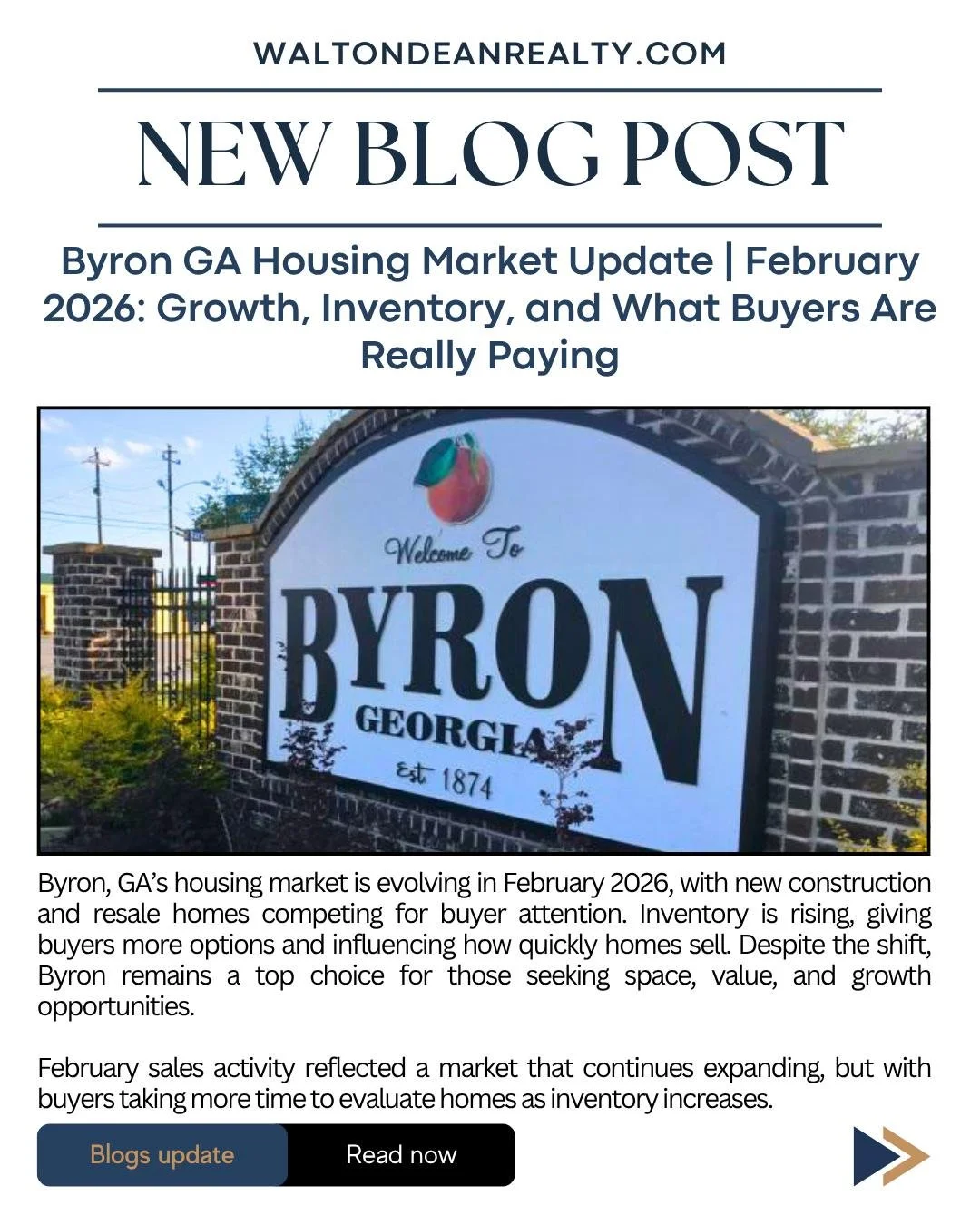 📍 Byron, GA Real Estate Market Update | February 2026

The Byron, GA housing market is evolving fast. 🚧 With rising inventory and new construction competing with resale homes, buyers now have more options&mdash;and more negotiating power.

Whether 
