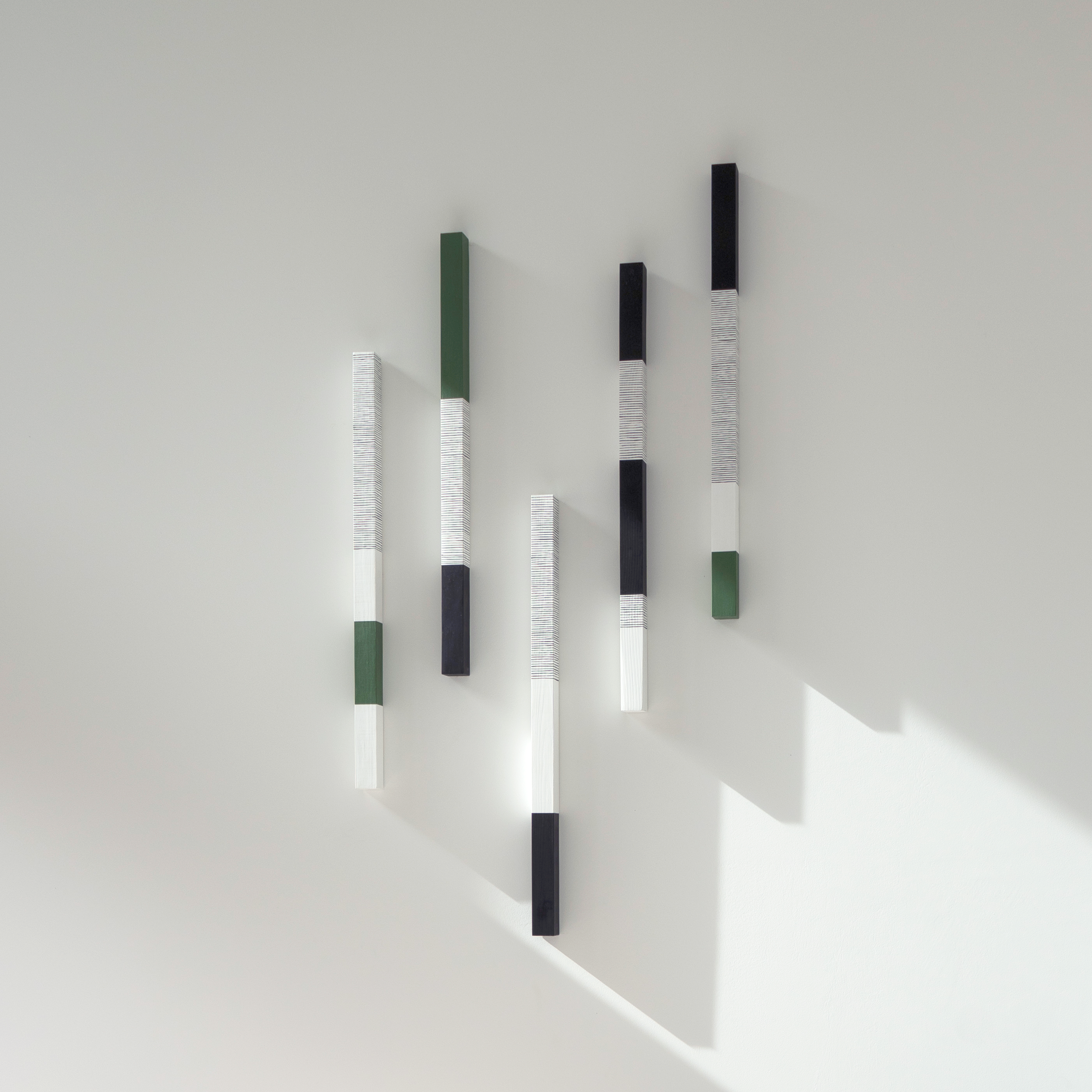 Expanding Horizon V, 83x4,5x4,5 cm each, acrylic on wood. *SOLD*