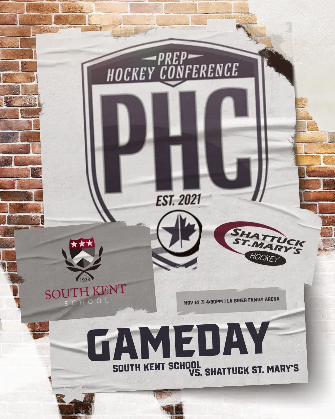 #thePHC weekend at St. Andrew's College has @southkent_hockey taking on @shattuckstmaryshockey at 4:30pm at La Brier Family Arena. 
Watch: https://www.youtube.com/@sachockey1899/streams