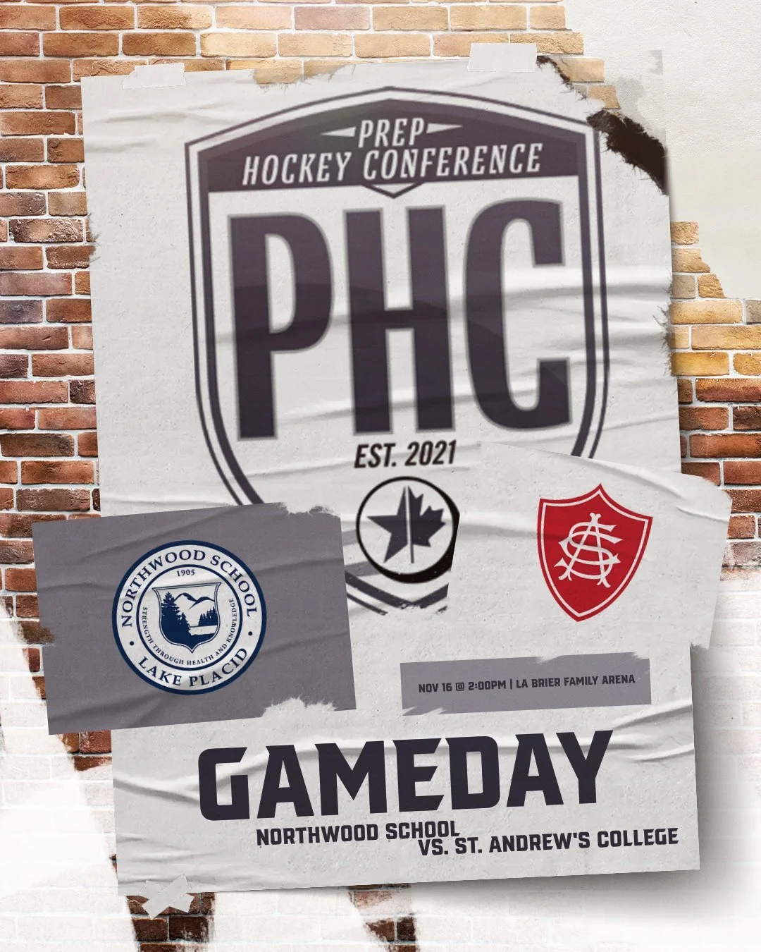 #thePHC weekend at St. Andrew's College has @northwood.boyshockey taking on @sachockey1899 at 2:00pm at La Brier Family Arena. 
Watch: https://www.youtube.com/@sachockey1899/streams