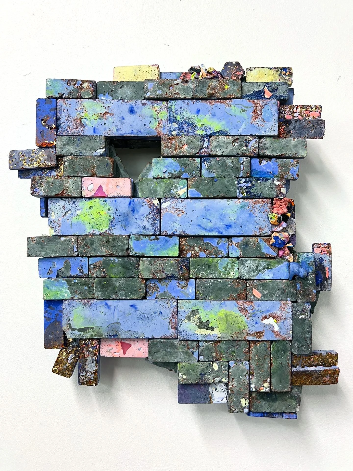 rainbow temple (2025) plaster, concrete, glass, pigment 13x12x2