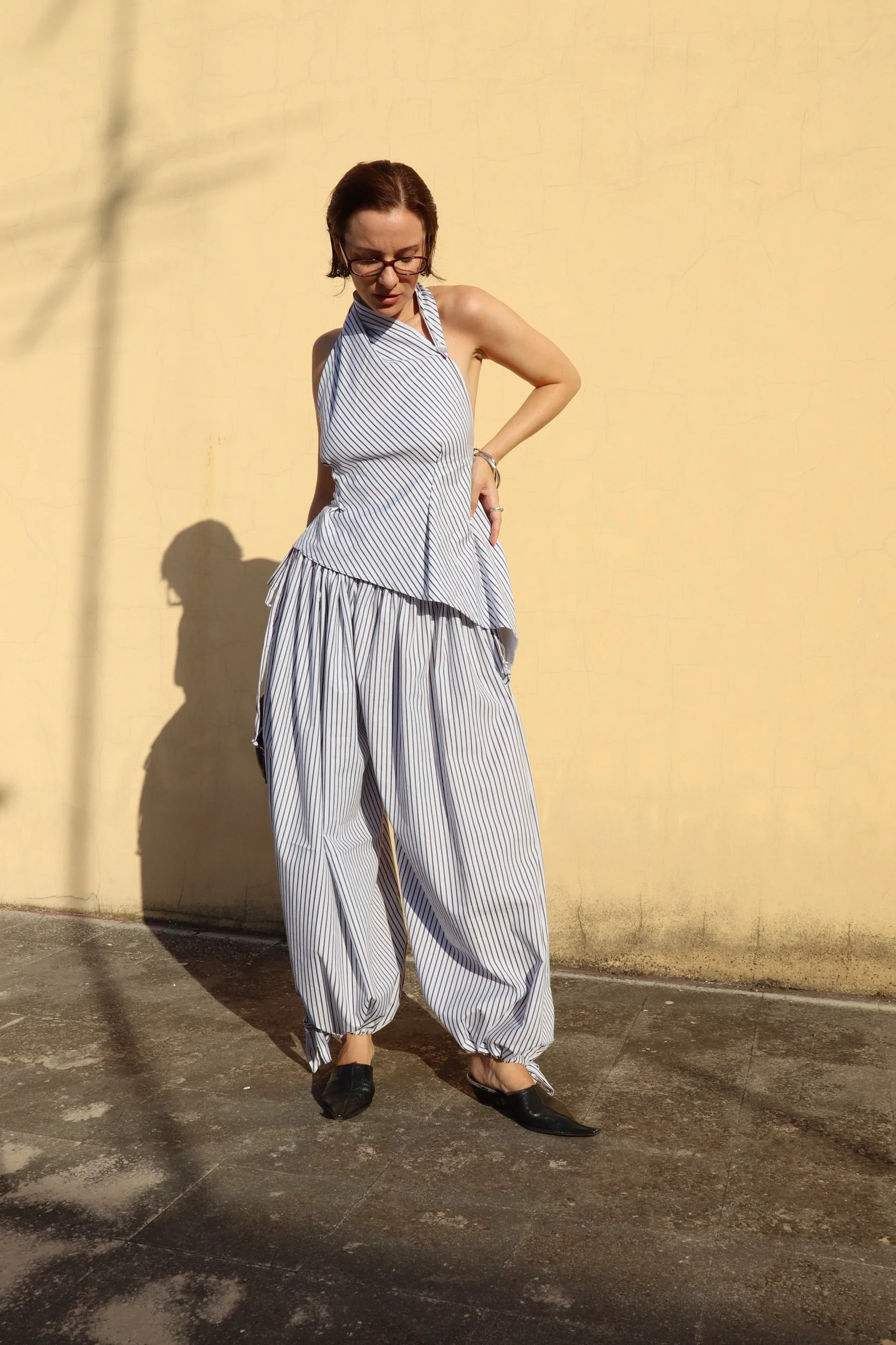 Robin’s Egg Striped Asymmetrical Halter