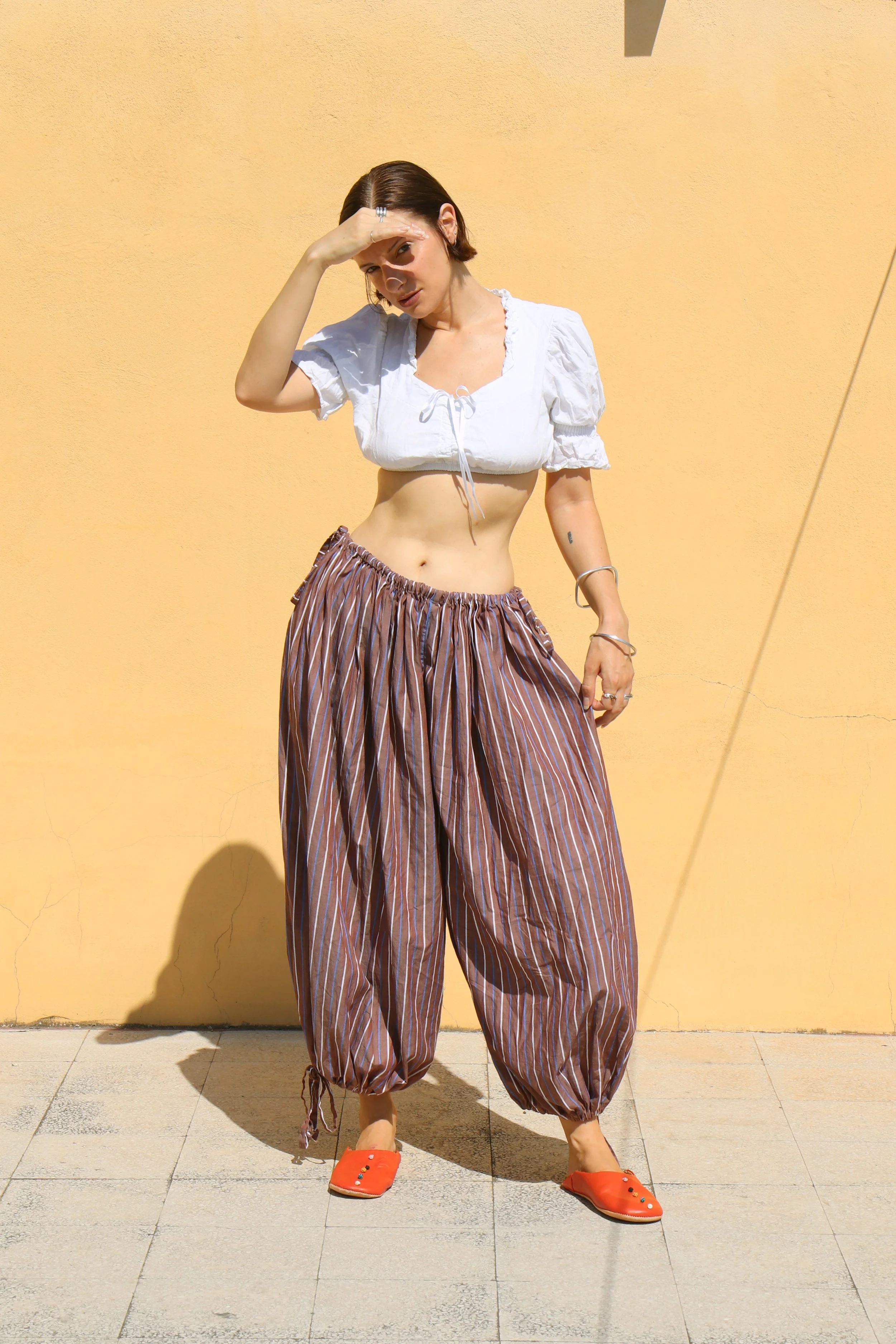 Cocoa Striped Betty Balloon Pants