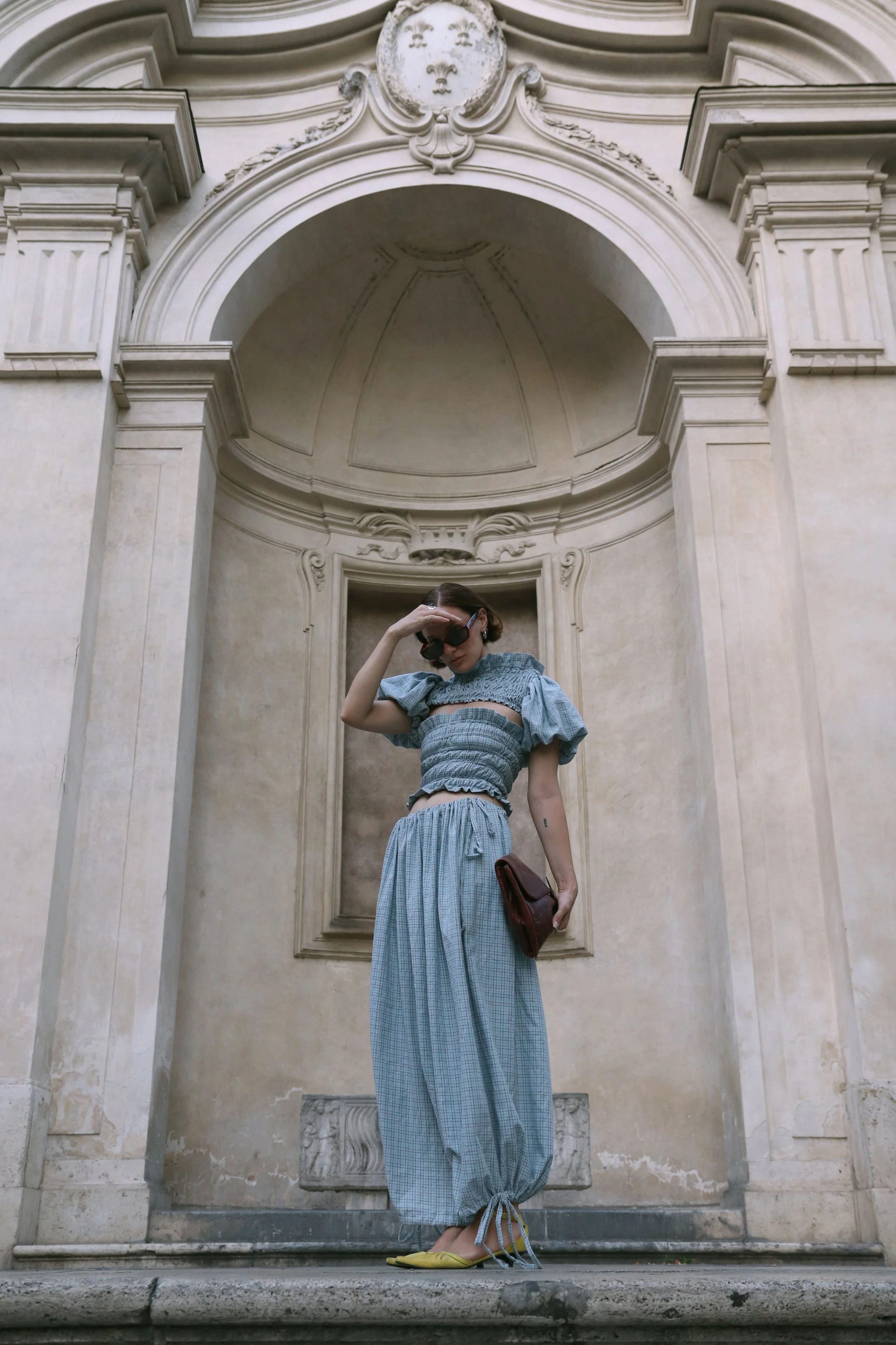 Powder Blue Plaid Betty Balloon Pants