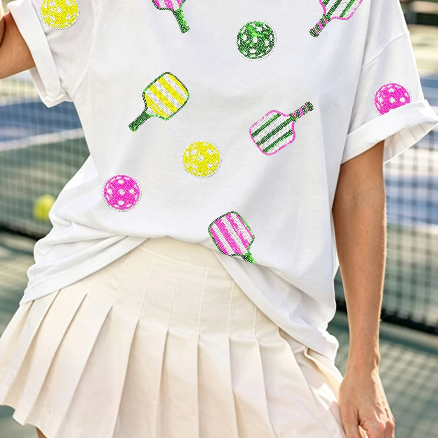 Babs + Birdie Sequin Pickleball Graphic Tee