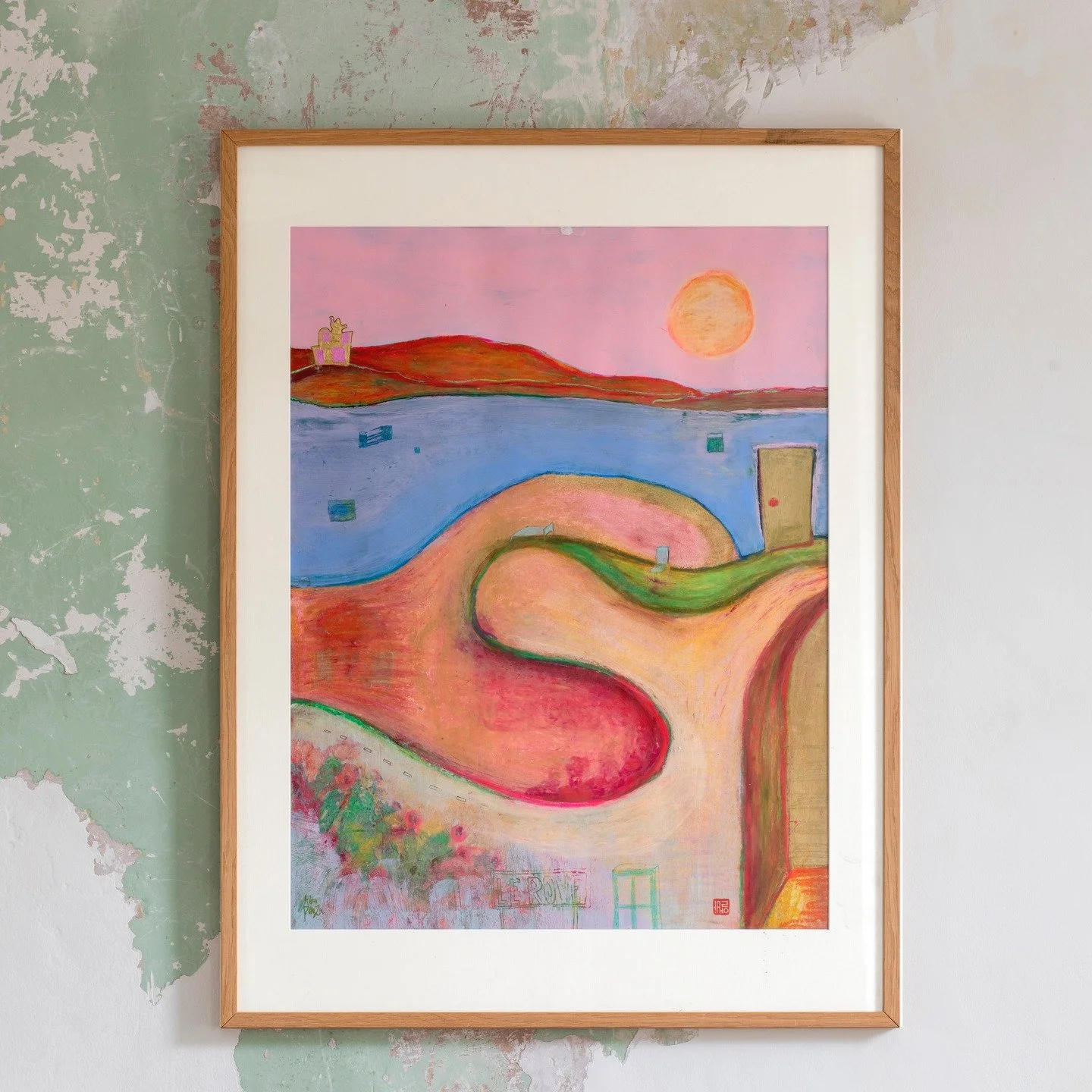 Une balade psych&eacute;d&eacute;lique sur le chemin de la C&ocirc;te Bleue, entre mer &eacute;lectrique et colline en feu. 🔥
&ldquo;Le Resquiadou", peinture encadr&eacute;e, format 65 x 50 cm, pr&ecirc;te &agrave; rejoindre un mur qui n&rsquo;