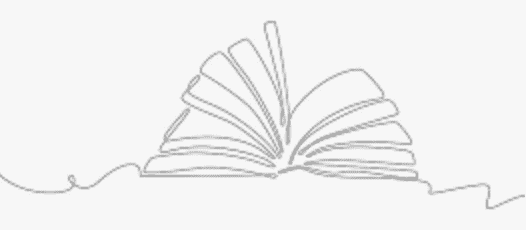 Line drawing of an open book with a string attached.